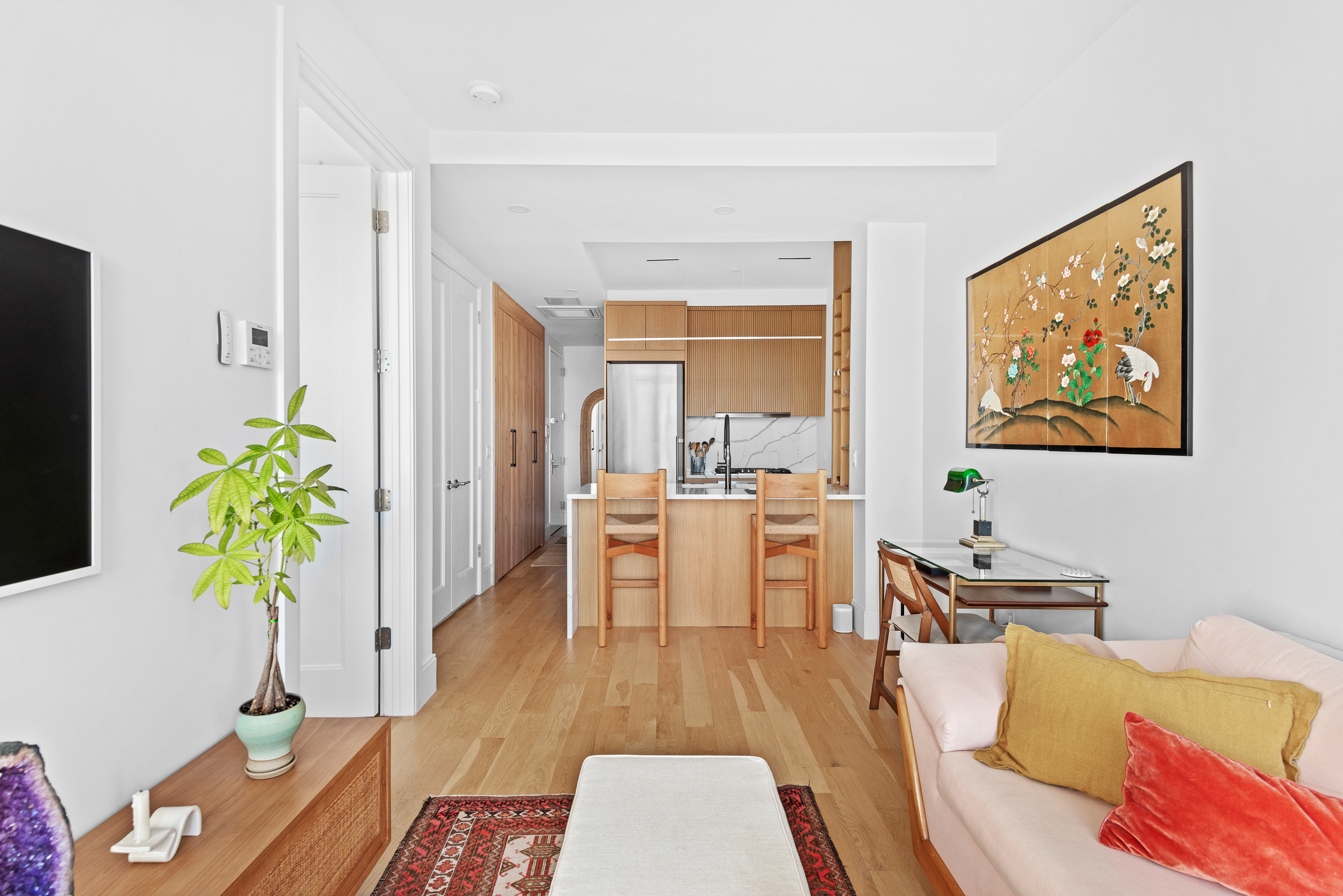 183 Mc Guinness Boulevard, Unit 6C Brooklyn, NY 11222 - Photo 3 of 12 a living room with furniture and a wooden floor