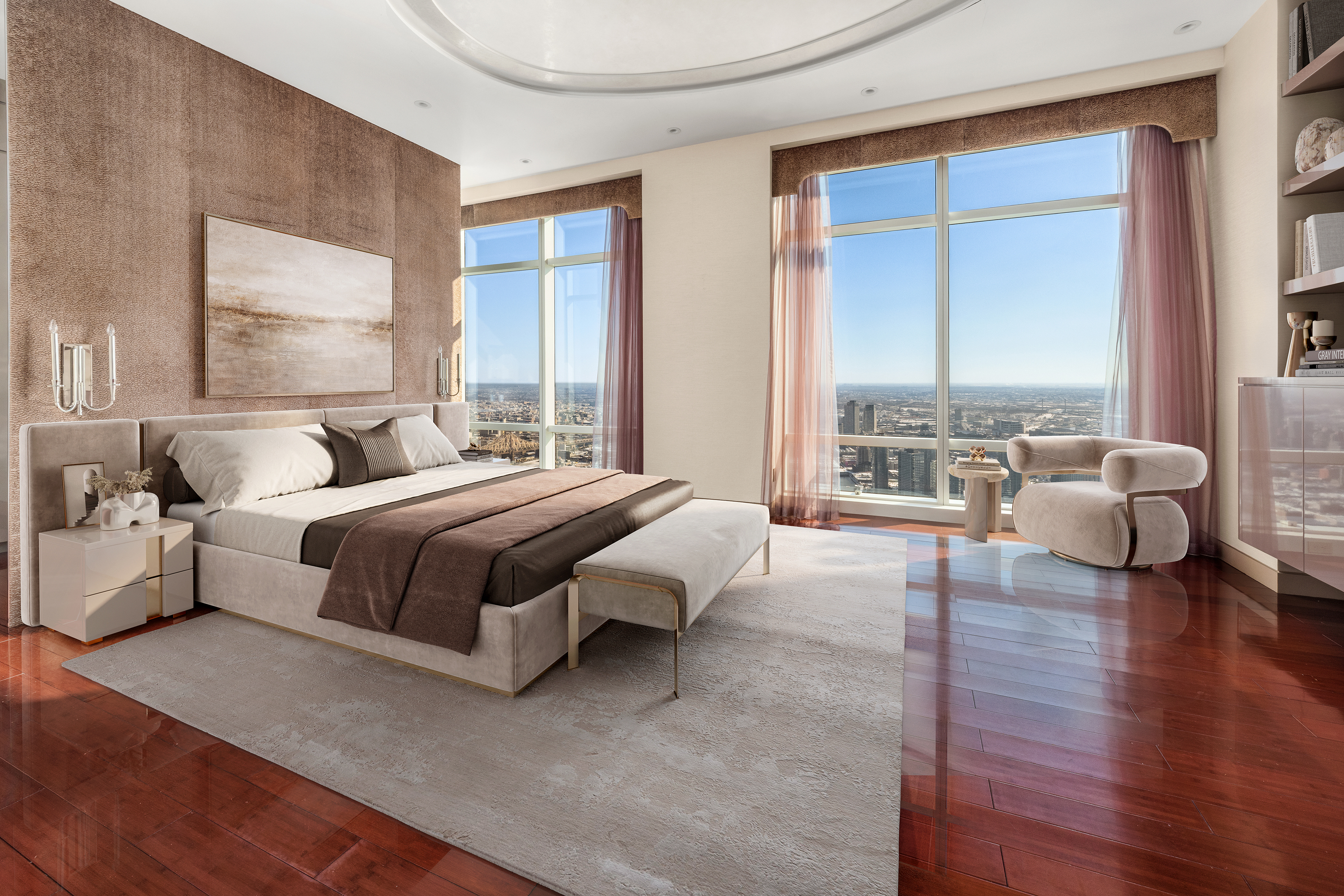 845 United Nations Plaza, Unit 86B Manhattan, NY 10017 - Photo 8 of 16 a bedroom with a large bed and a large window