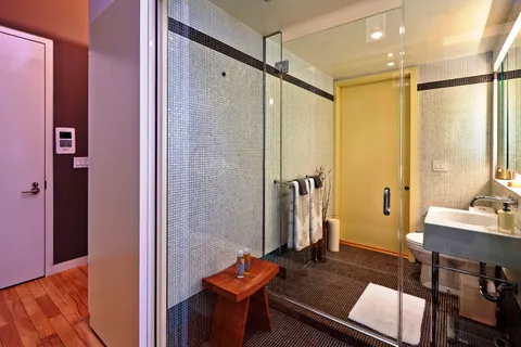 a living room with furniture