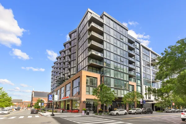 a view of a building and a street