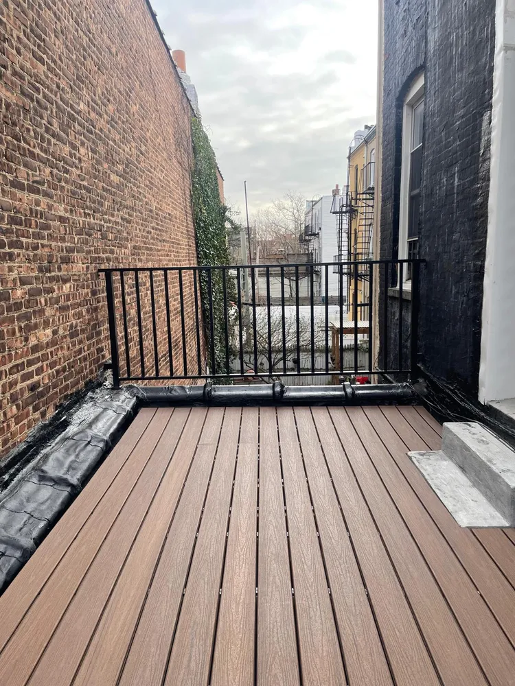 a view of wooden deck