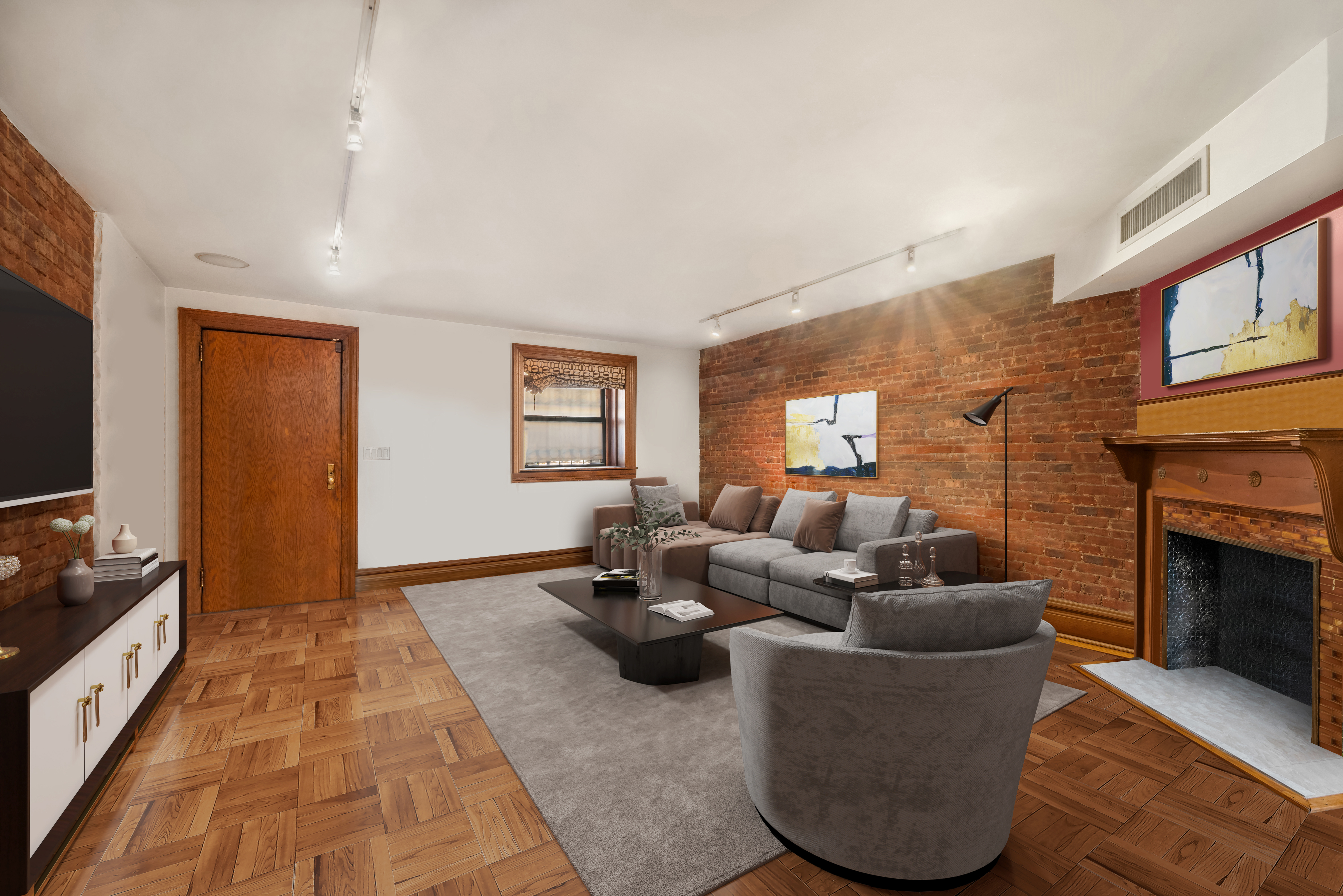 226 West 139th Street Boston, NY 10030 - Photo 7 of 14 a living room with furniture and a fireplace