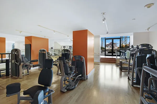 a view of a room with gym equipment