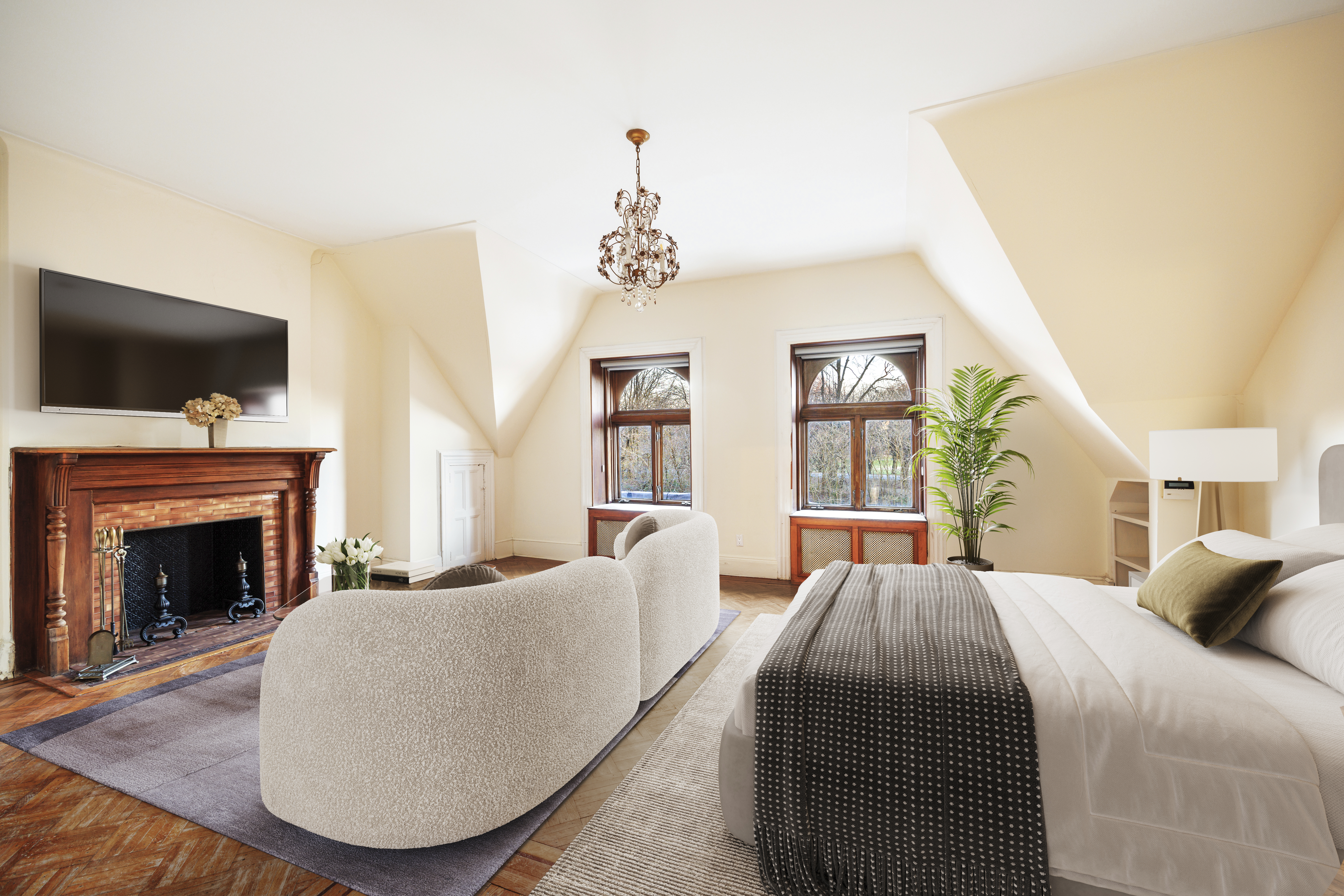 32 Prospect Park West Brooklyn, NY 11215 - Photo 16 of 21 a spacious bedroom with a bed and a fireplace