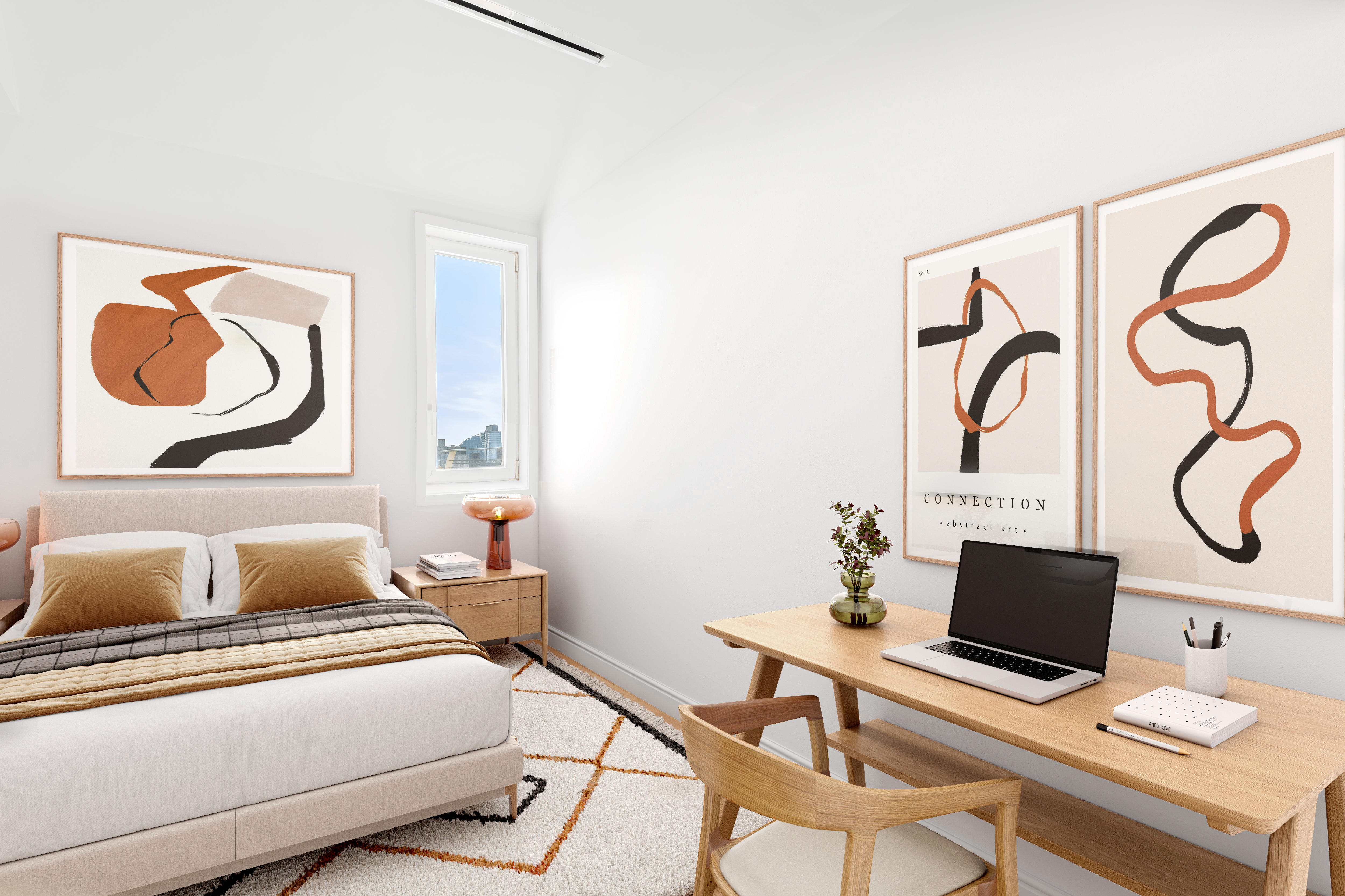 2166 Broadway, Unit PH Manhattan, NY 10024 - Photo 20 of 37 a bedroom with a bed and a lamp on dresser