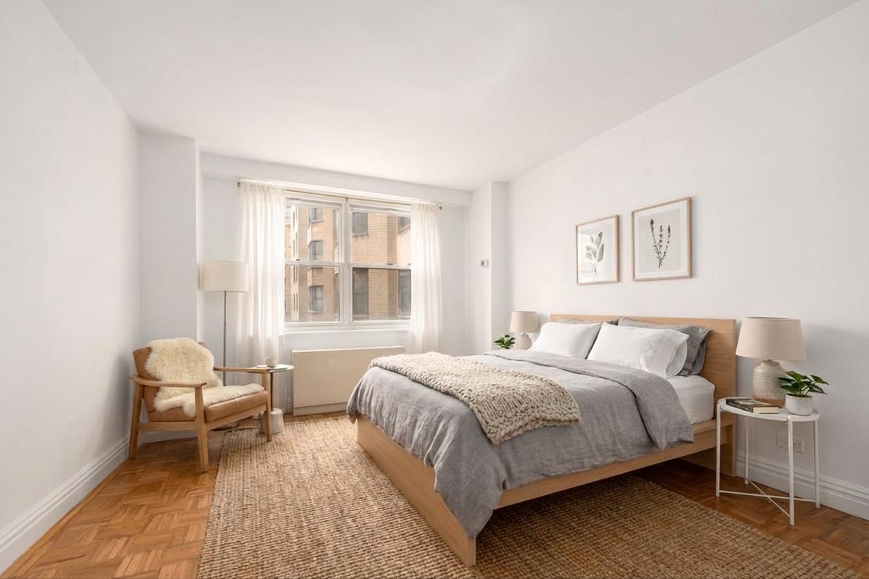 401 East 89th Street, Unit 3CD Manhattan, NY 10128 - Photo 5 of 10 a bedroom with a bed and a large window