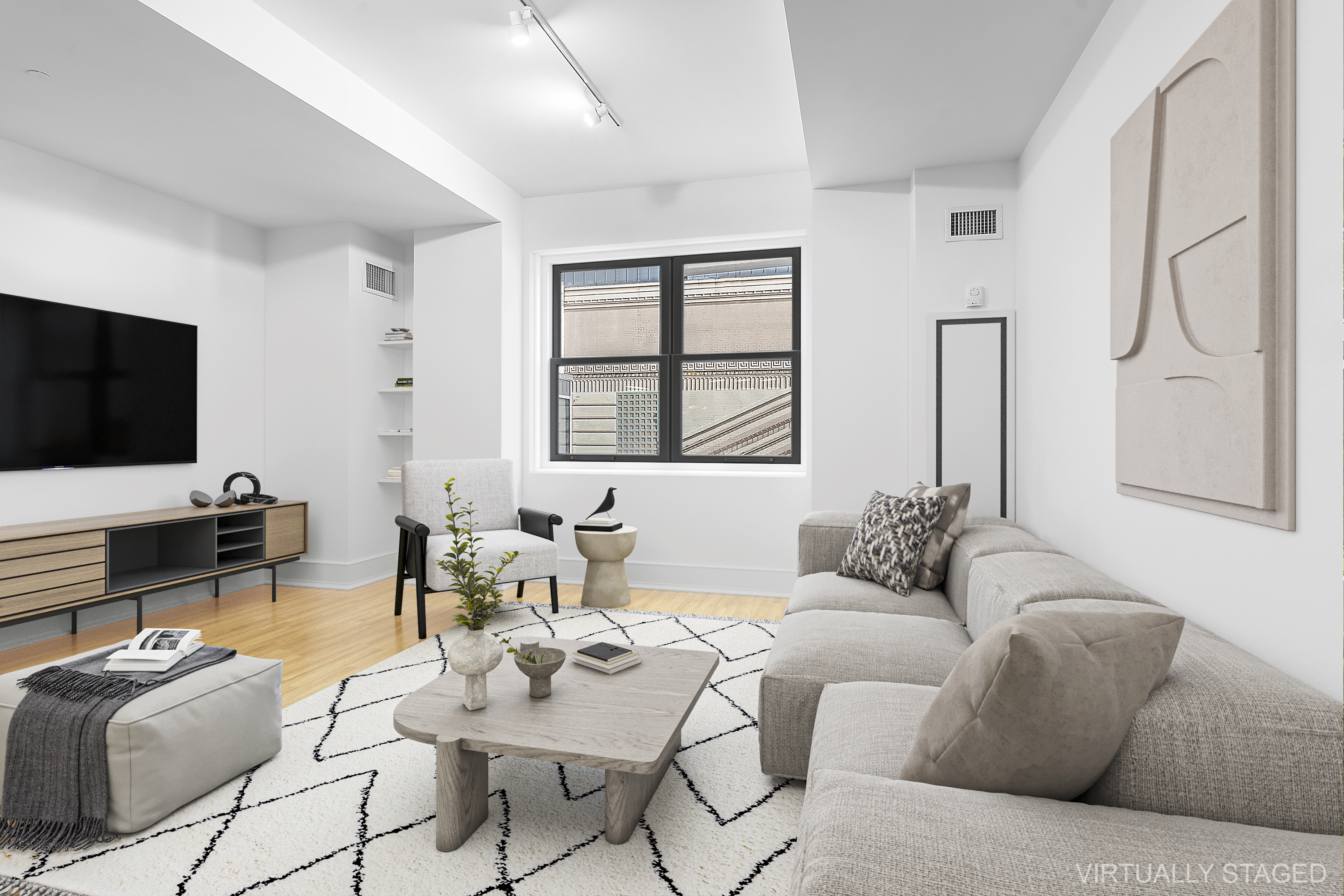 110 Livingston Street, Unit 8A Brooklyn, NY 11201 - Photo 1 of 12 a living room with furniture and a flat screen tv