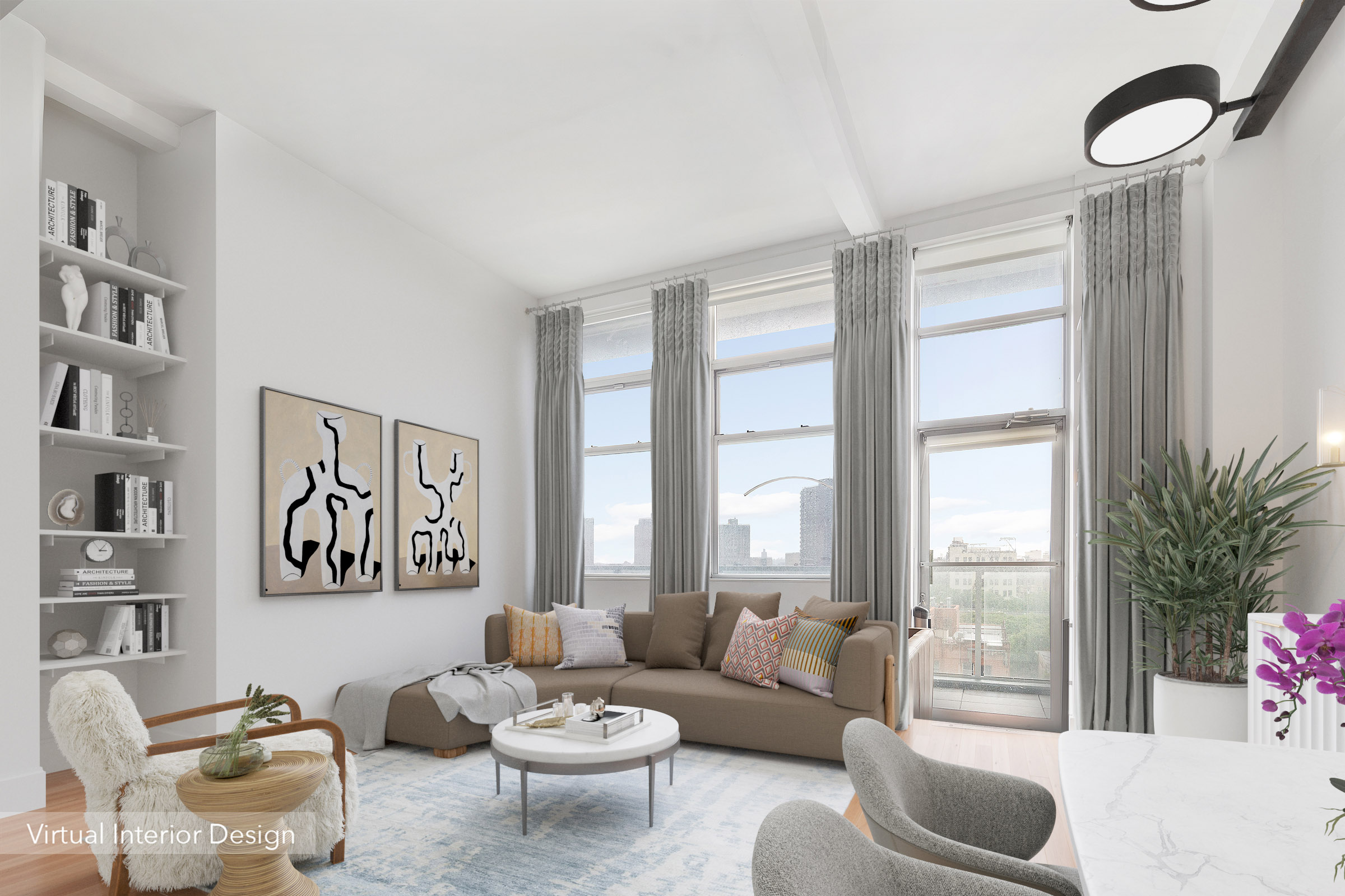 60 Broadway, Unit 6A Brooklyn, NY 11249 - Photo 1 of 14 a living room with furniture and a large window