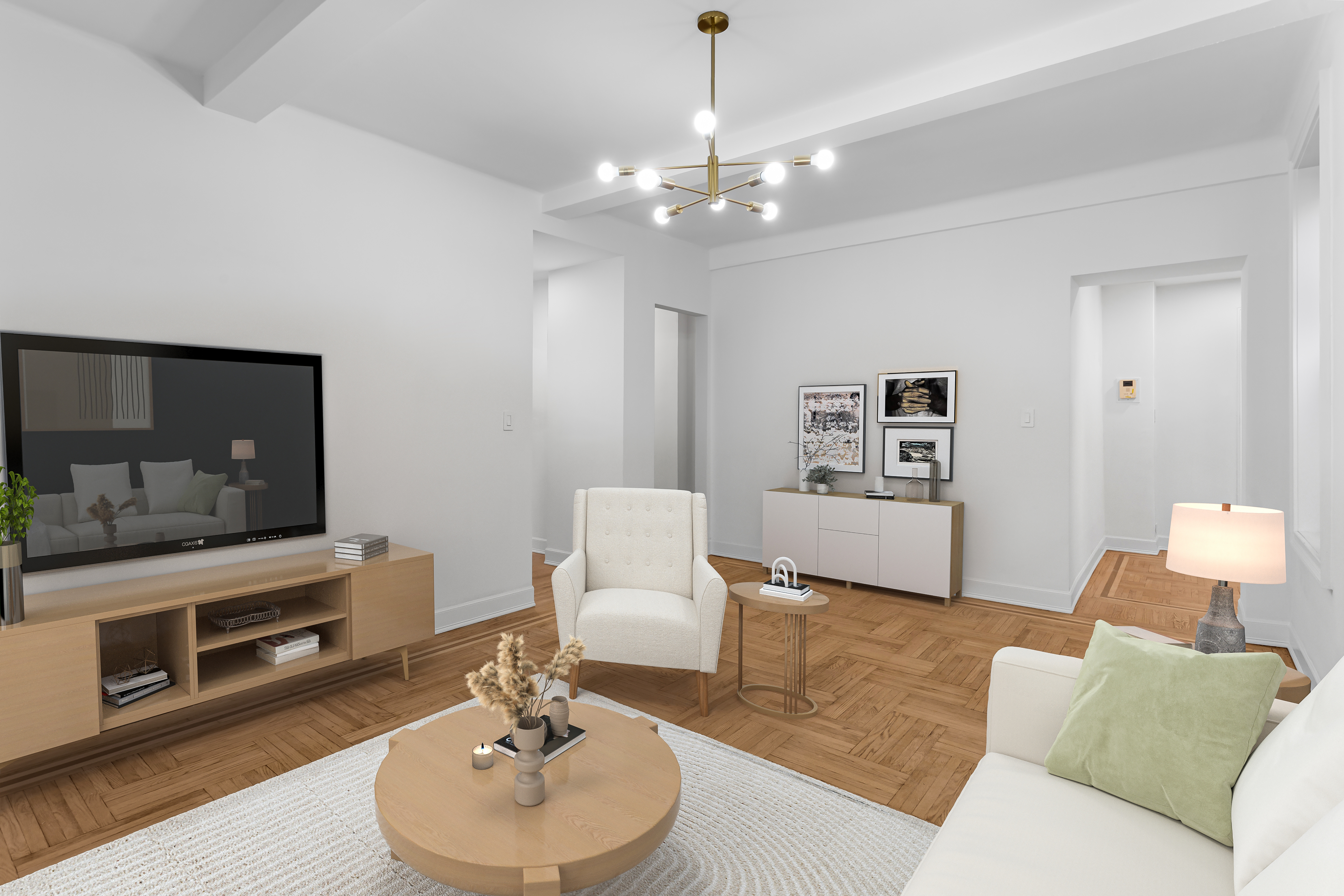 28 West 69th Street, Unit 6B Manhattan, NY 10023 - Photo 2 of 9 a living room with furniture and a wooden floor