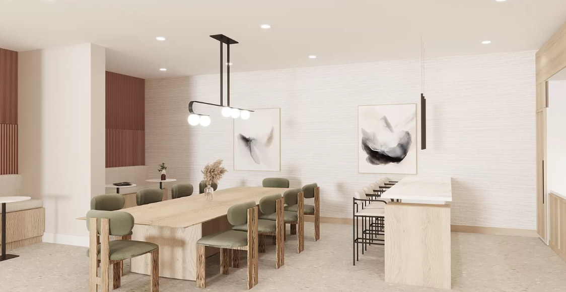 218 Front Street, Unit 231 Brooklyn, NY 11201 - Photo 24 of 35 a dining room with furniture and view of bathroom