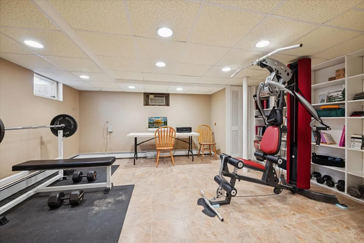 a view of a room with gym equipment