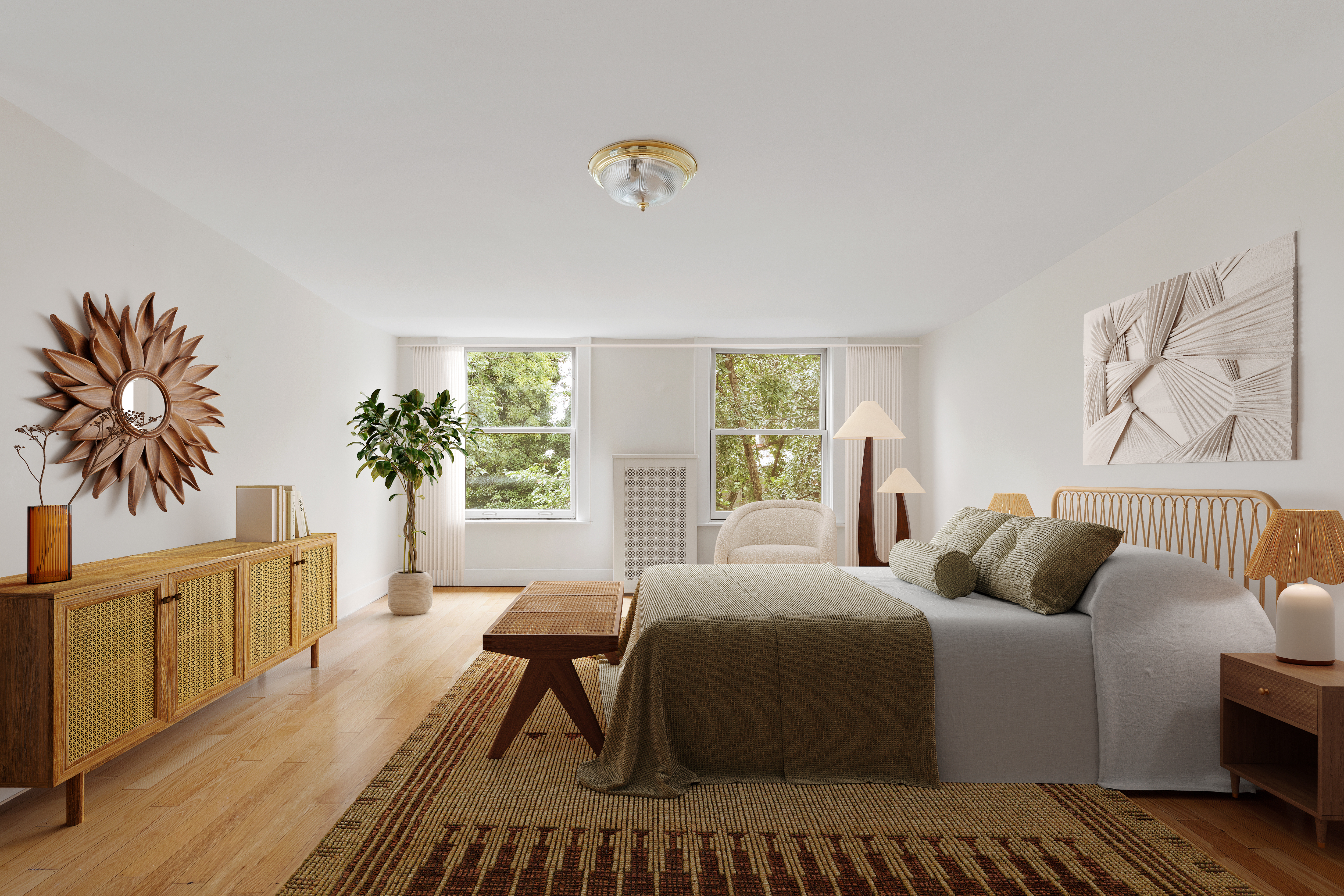 390 Pacific Street, Unit 2 Brooklyn, NY 11217 - Photo 3 of 10 a bedroom with a large bed and a chandelier