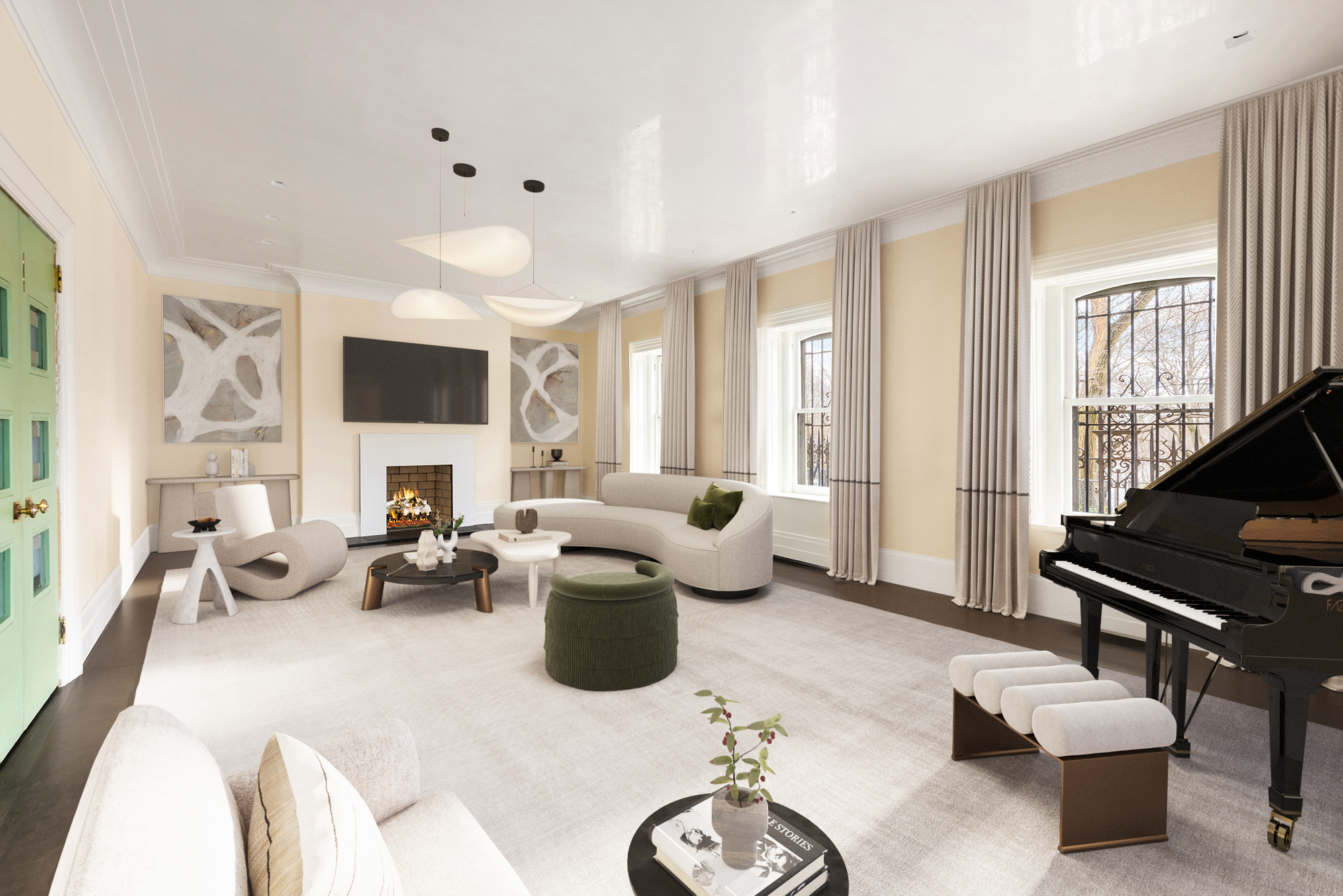 337 Riverside Drive Manhattan, NY 10025 - Photo 4 of 32 a living room with furniture fireplace and a large window