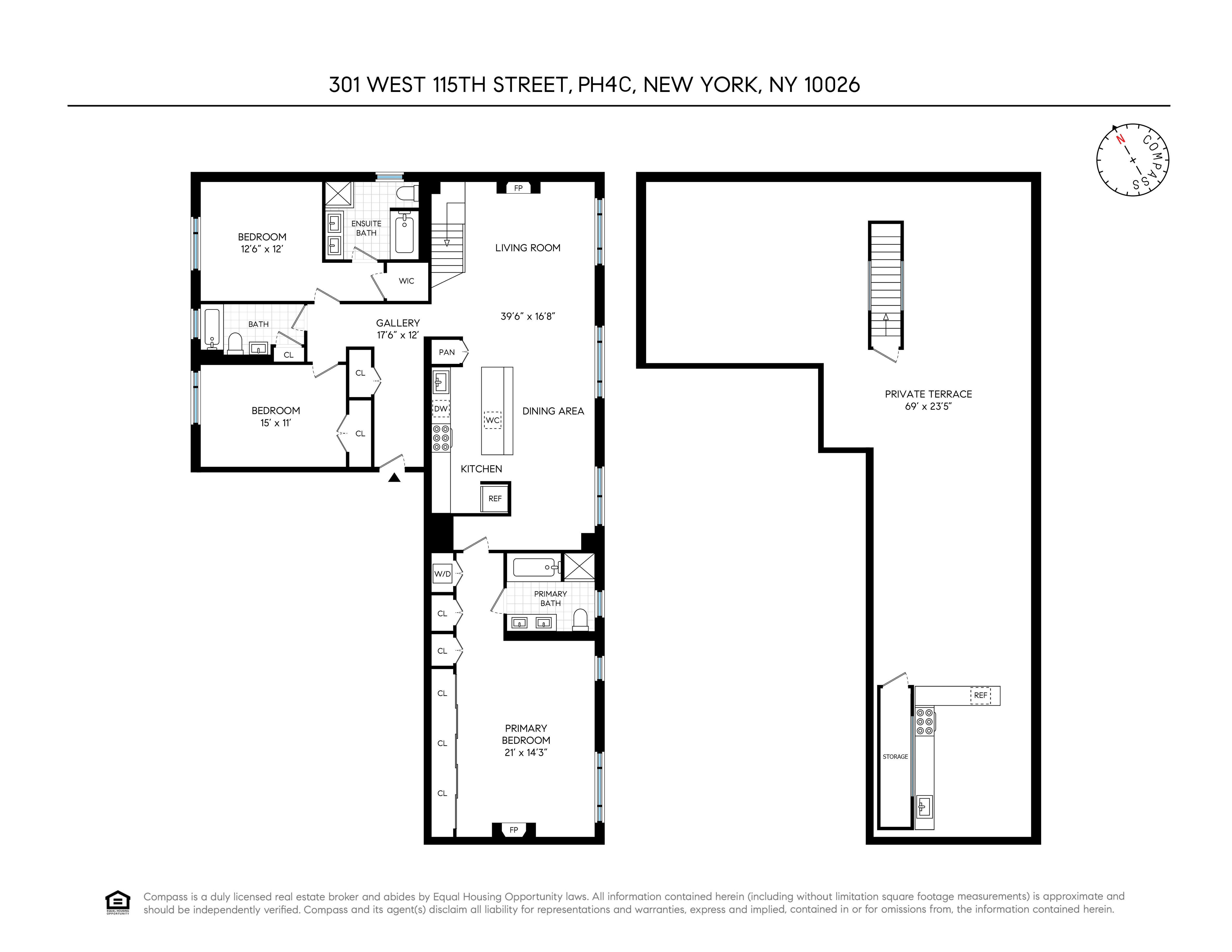 301 West 115th Street, Unit PH4C Manhattan, NY 10026 - Photo 15 of 15 a picture of a floor plan