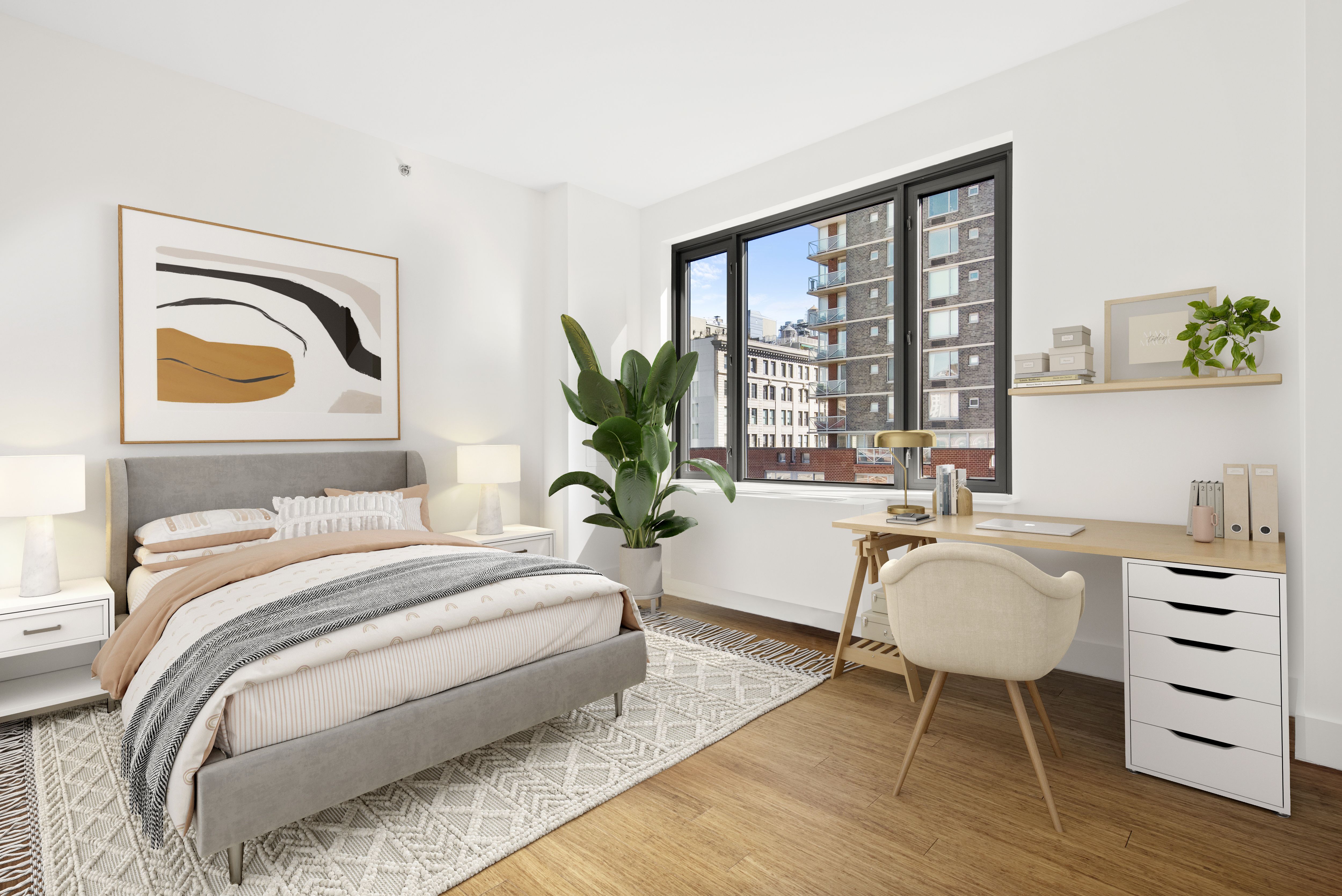 305 West 16th Street, Unit PHD Manhattan, NY 10011 - Photo 7 of 12 a bedroom with a bed and a large window