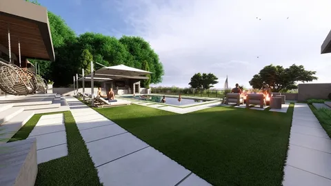 a view of swimming pool with outdoor seating