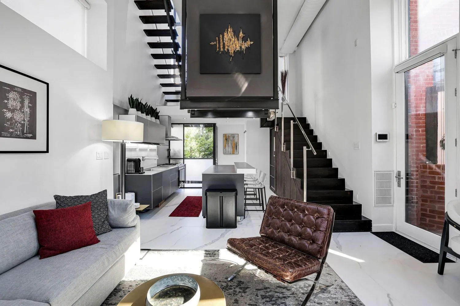 a living room with furniture