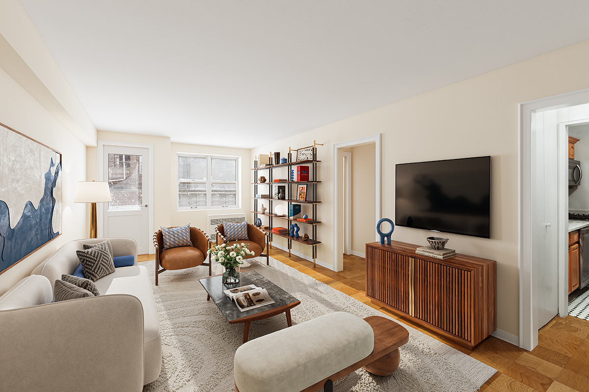 a living room with furniture and a flat screen tv
