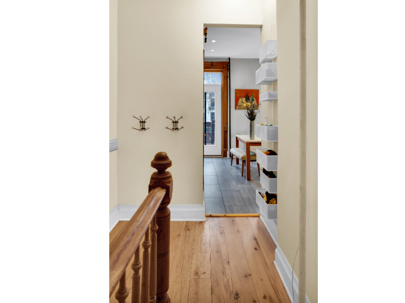 1124 Prospect Place, Unit PLEX Brooklyn, NY 11213 - Photo 10 of 15 a view of a hallway with wooden floor and staircase