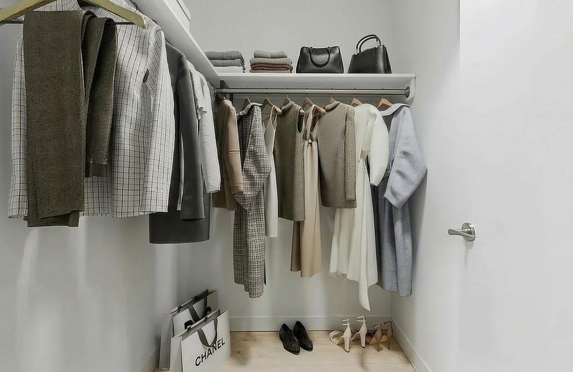 160 Water Street, Unit 3M Manhattan, NY 10038 - Photo 10 of 21 a view of walk in closet with clothes and shoes