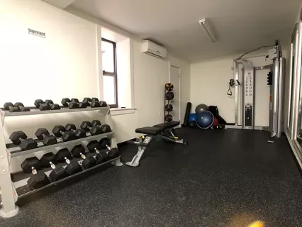a view of a room with gym equipment
