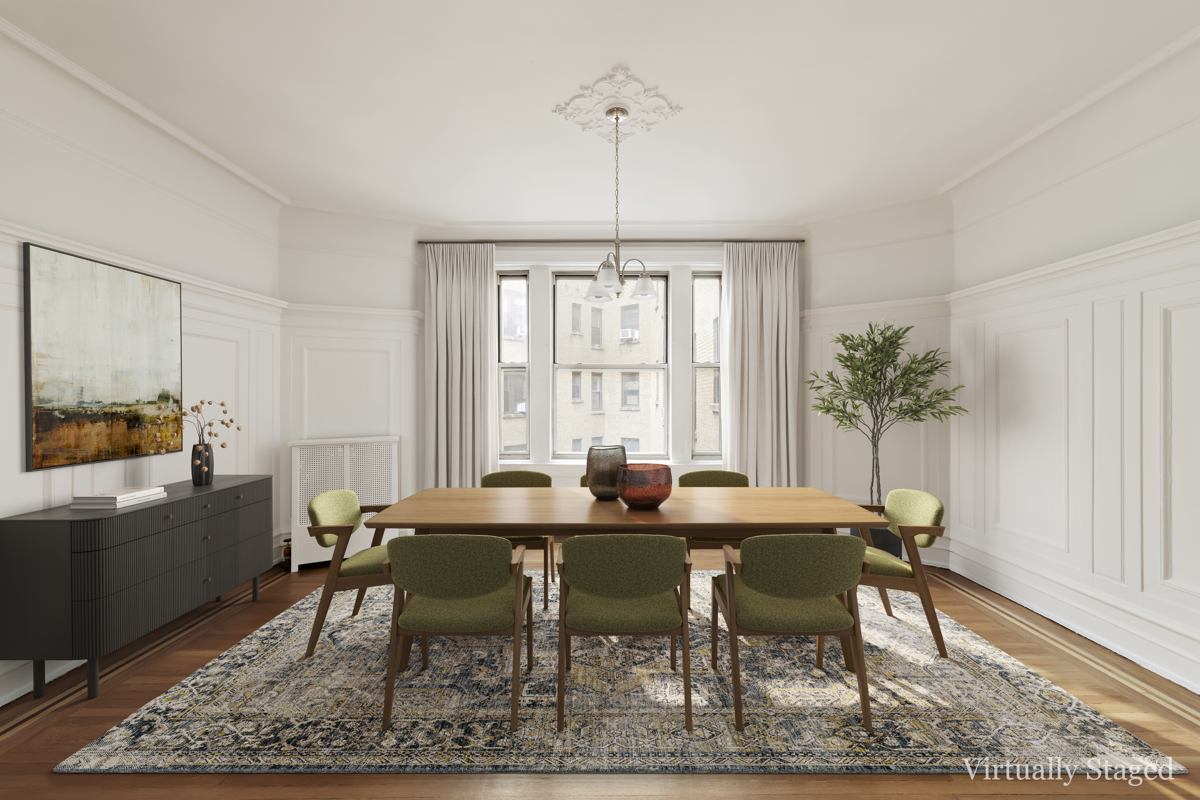 800 Riverside Drive, Unit 6E Manhattan, NY 10032 - Photo 5 of 30 a view of a dining room with furniture window and wooden floor