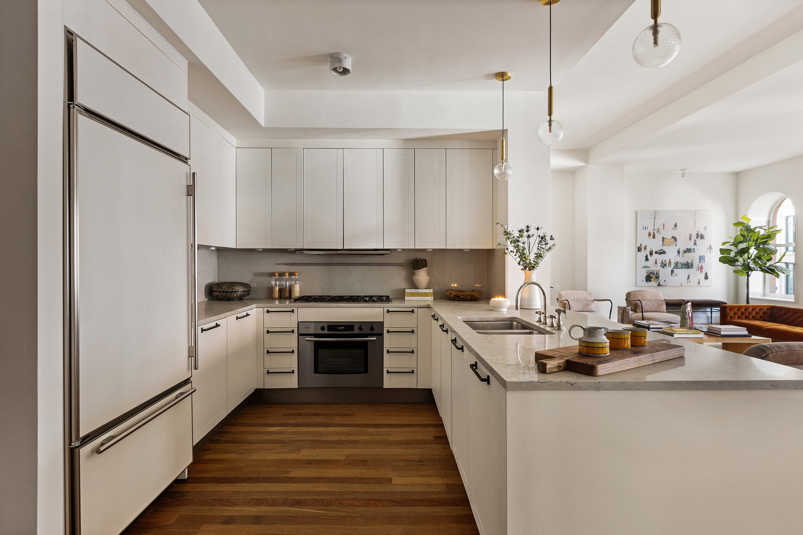 92 Laight Street, Unit 5E Manhattan, NY 10013 - Photo 9 of 26 a kitchen with sink a stove and refrigerator