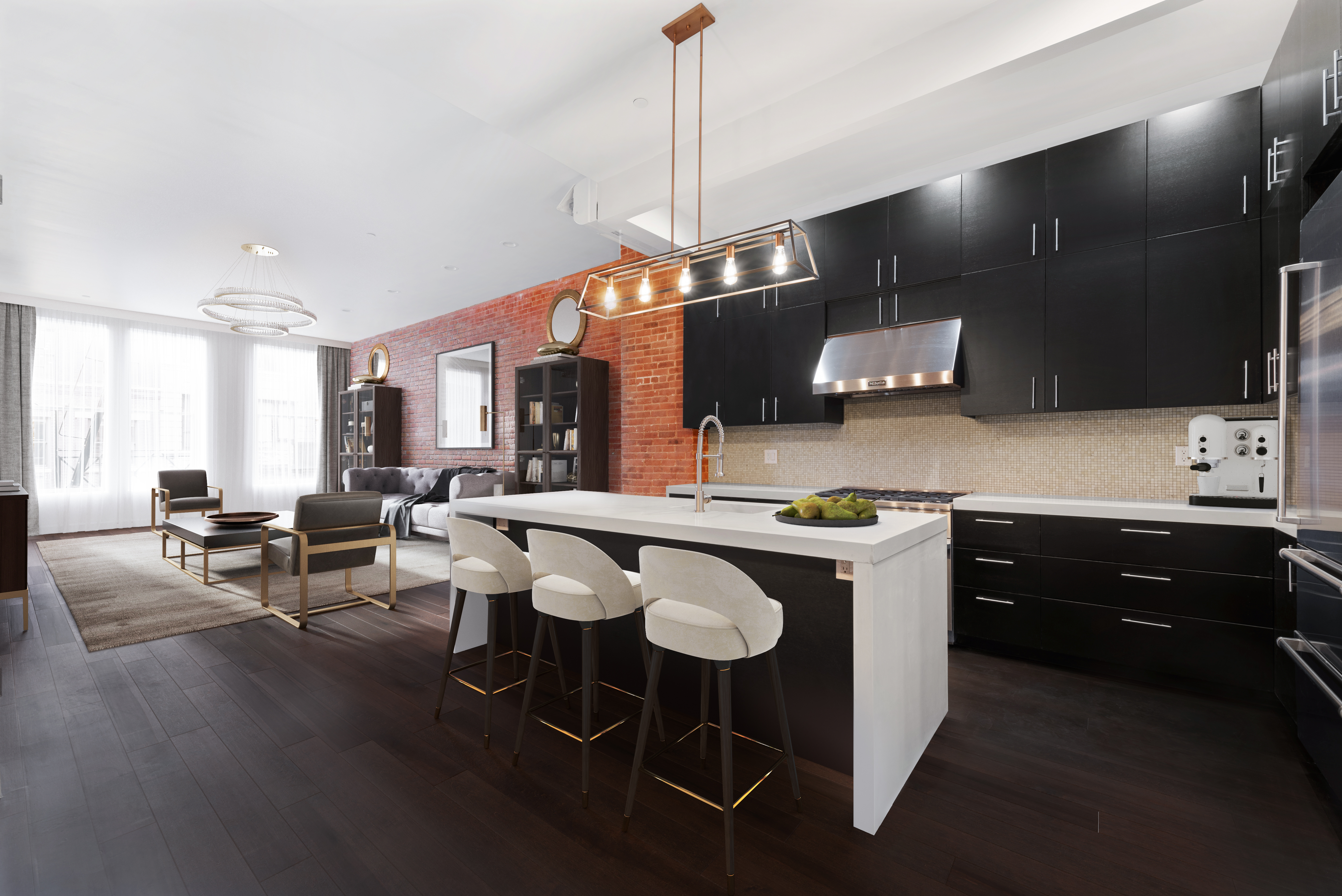 175 Franklin Street, Unit 4 Manhattan, NY 10013 - Photo 1 of 13 a kitchen with a table chairs stove and cabinets