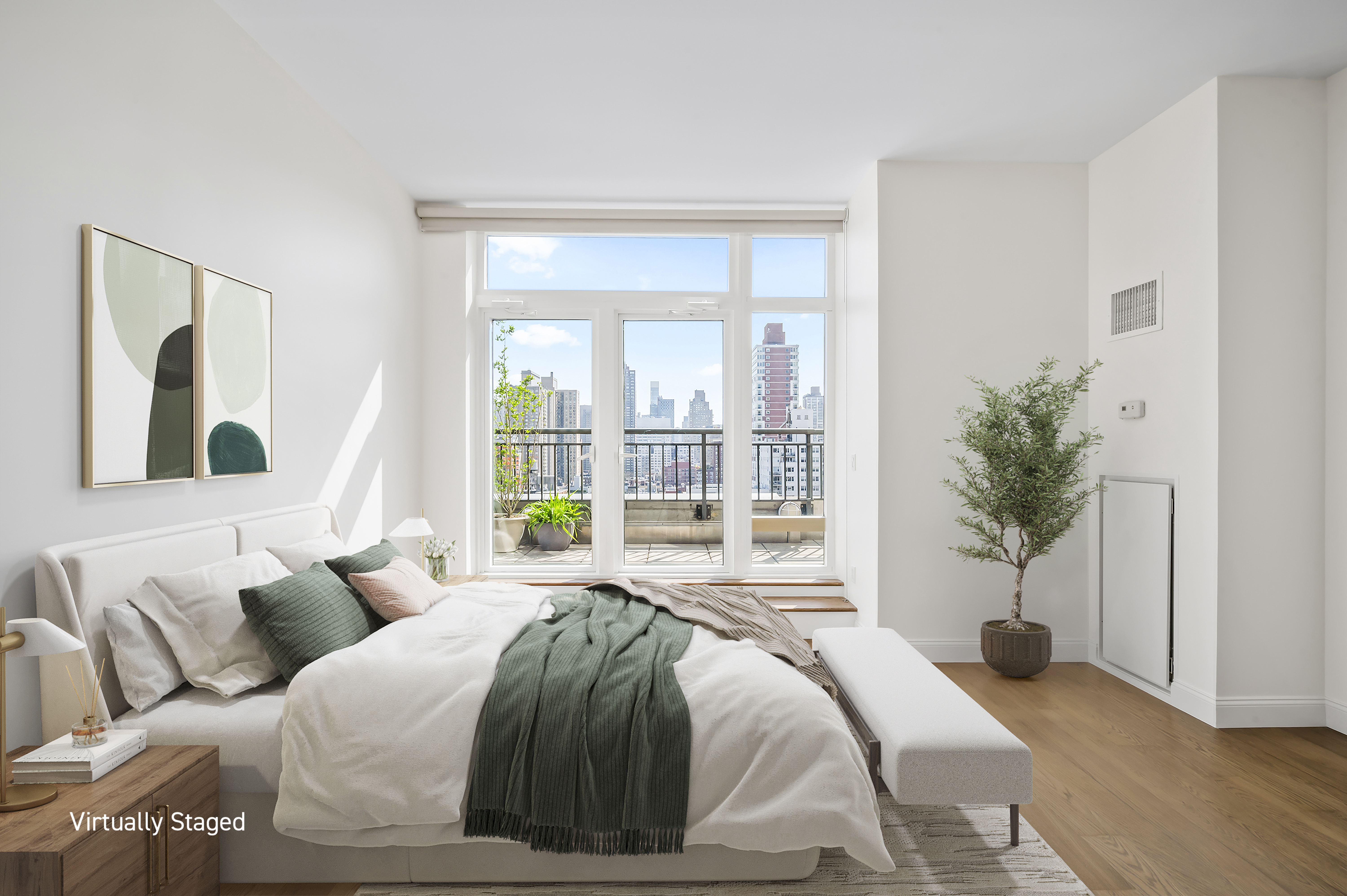 408 East 79th Street, Unit 16B Manhattan, NY 10075 - Photo 8 of 16 a bedroom with a bed and a large window