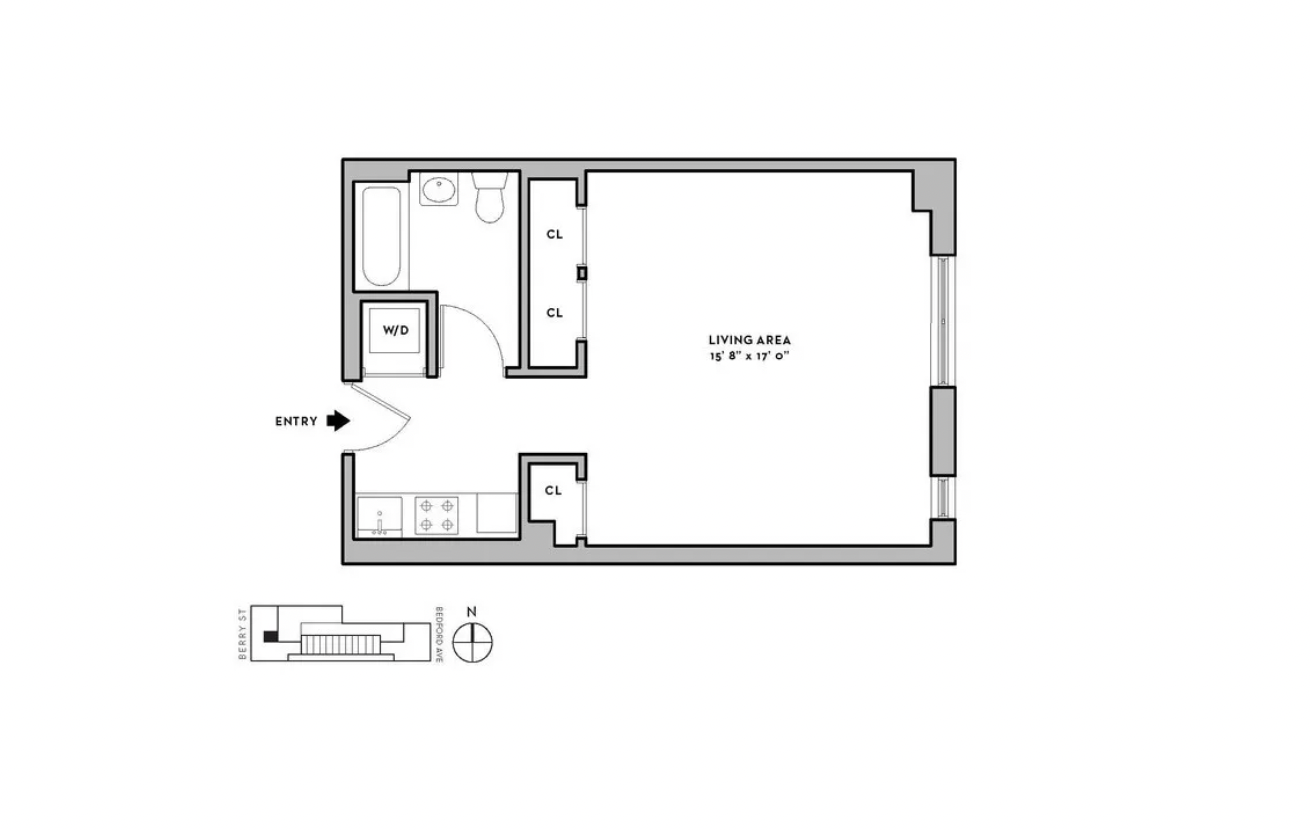 250 Bedford Avenue, Unit 308 Brooklyn, NY 11249 - Photo 8 of 8 a picture of a bathroom with a shower