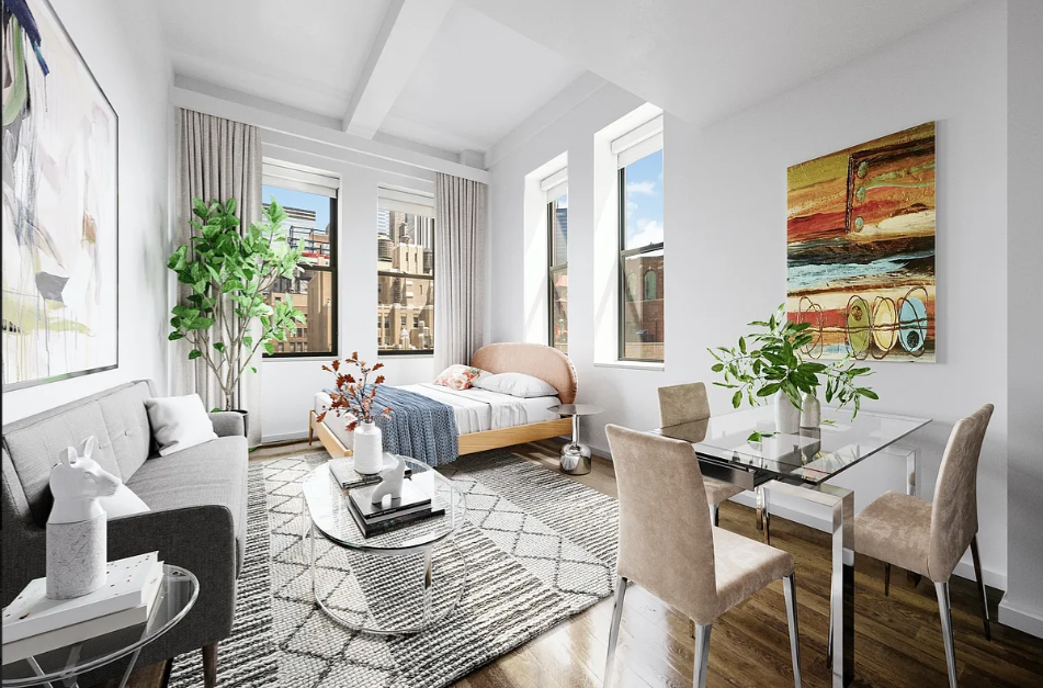11 East 36th Street, Unit 1203 Manhattan, NY 10016 - Photo 2 of 8 a living room with furniture and a potted plant
