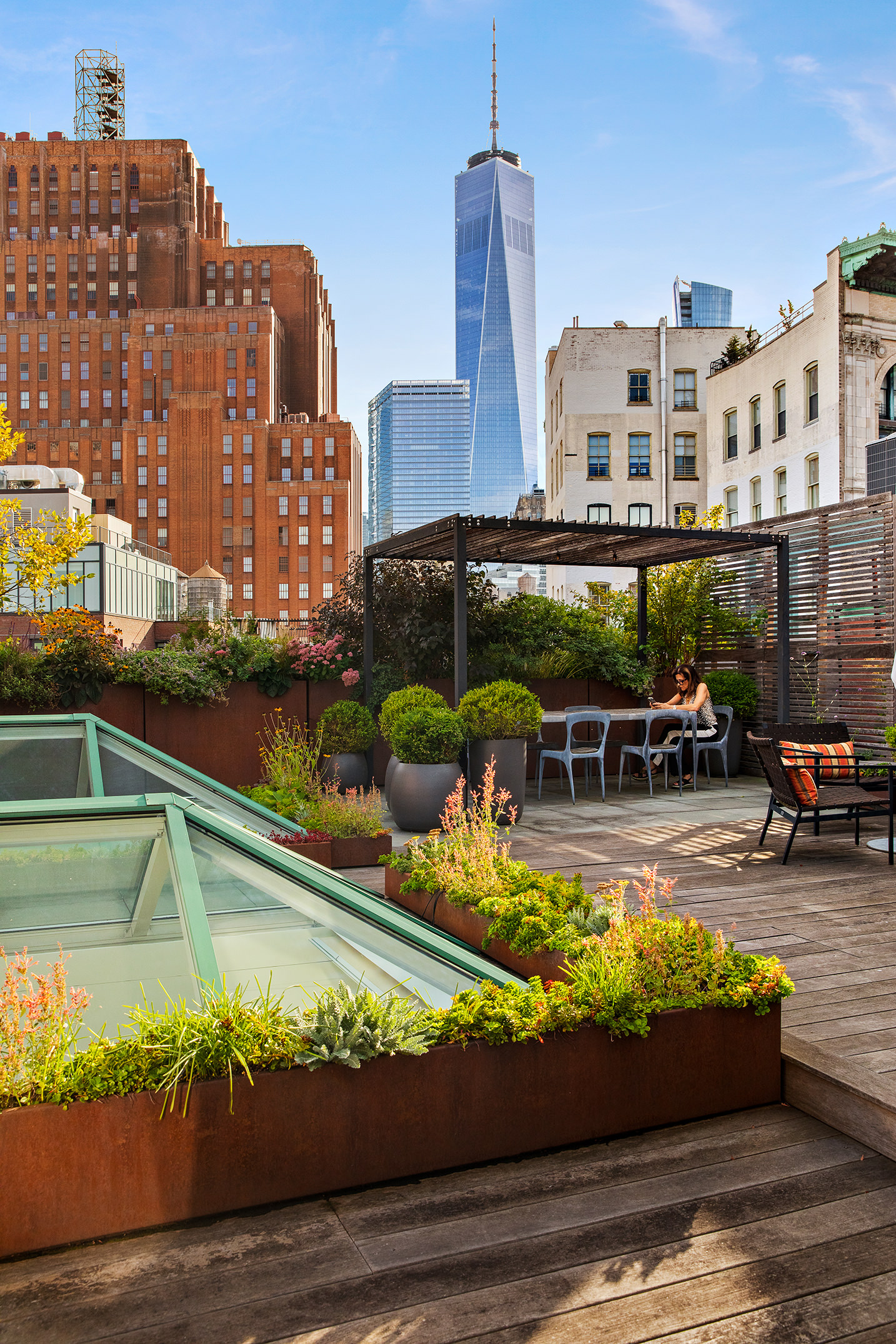 152 Franklin Street, Unit PH Manhattan, NY 10013 - Photo 15 of 17 a view of a swimming pool with a lounge chairs