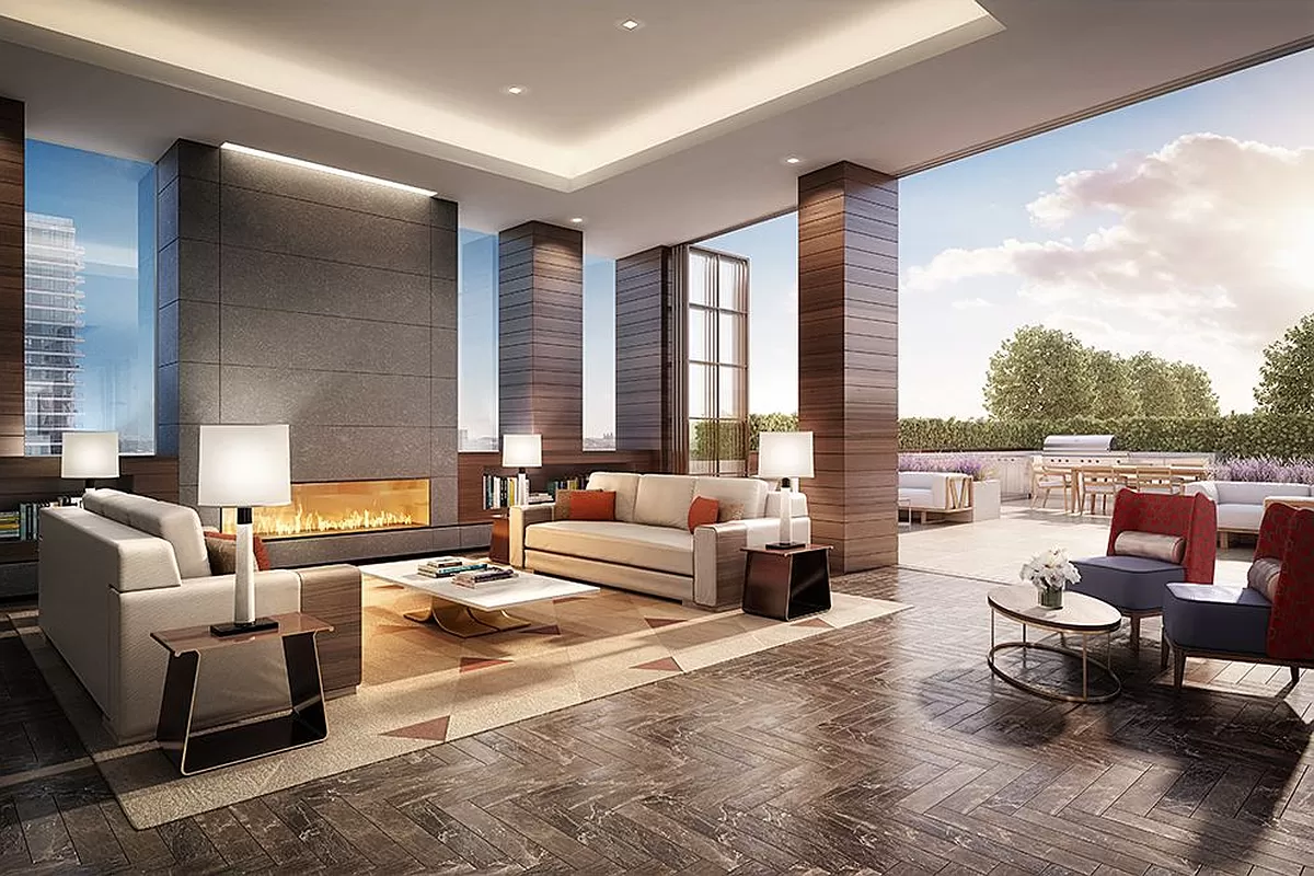 1 West End Avenue, Unit 10A Manhattan, NY 10023 - Photo 36 of 38 a living room with furniture and a large window