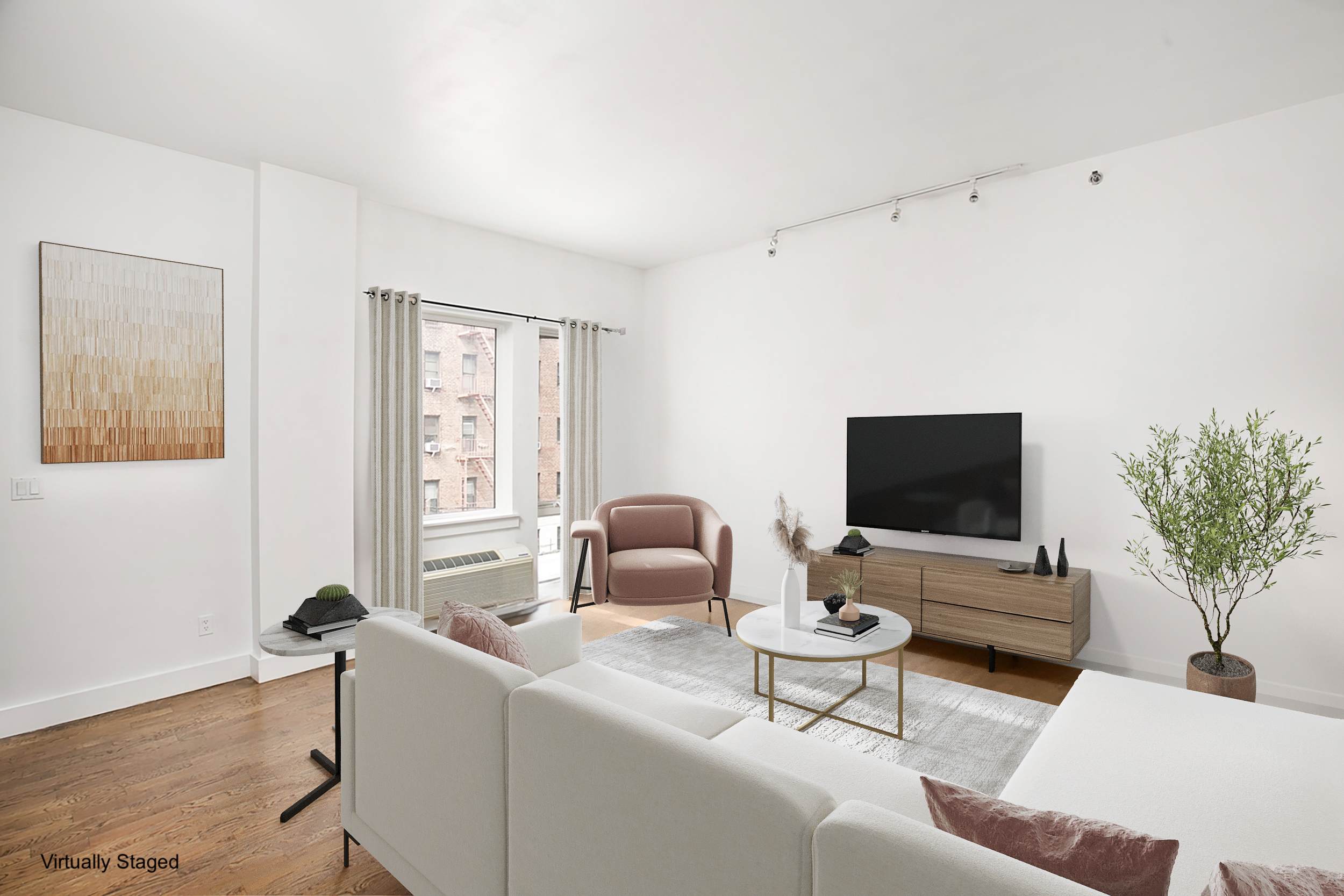 59 Hawthorne Street, Unit 3D Brooklyn, NY 11225 - Photo 2 of 6 a living room with furniture and a flat screen tv