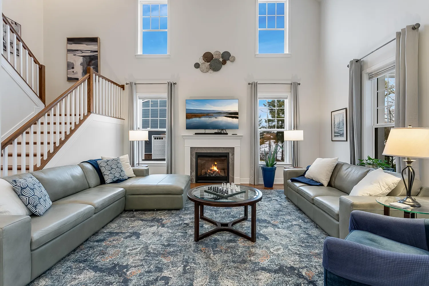 a living room with furniture