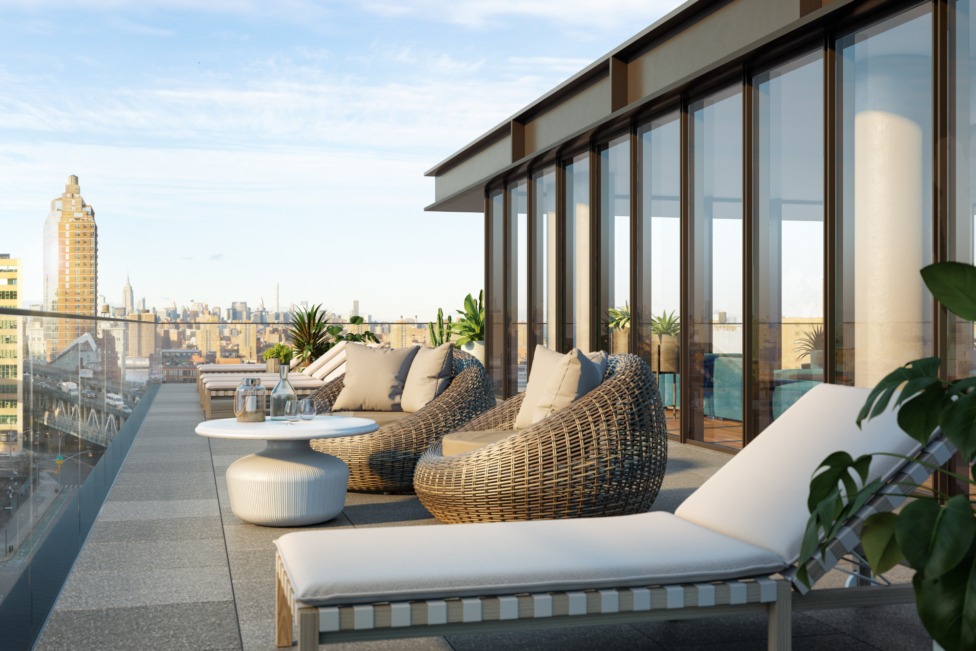 120 Nassau Street, Unit 24D Brooklyn, NY 11201 - Photo 8 of 11 a balcony with furniture and a couch