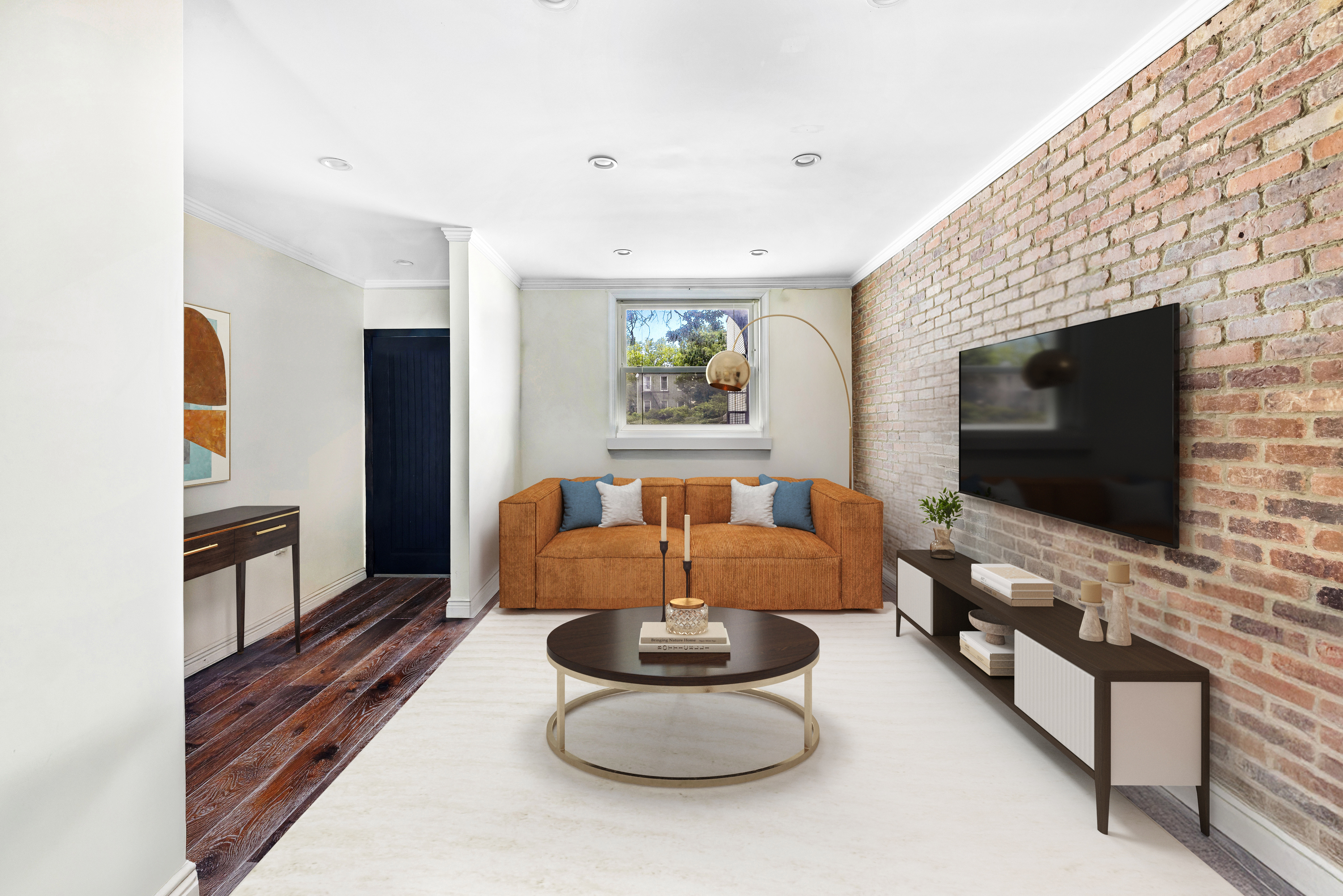 170 Skillman Avenue Brooklyn, NY 11211 - Photo 2 of 12 a living room with furniture and a flat screen tv