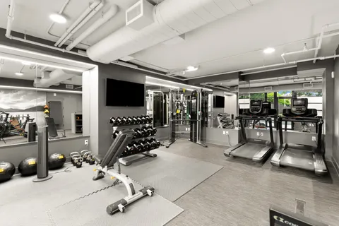 a view of a room with gym equipment