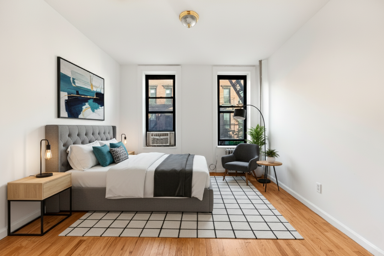 142 Sullivan Street, Unit 12 Manhattan, NY 10012 - Photo 1 of 12 a bedroom with a bed couch and window