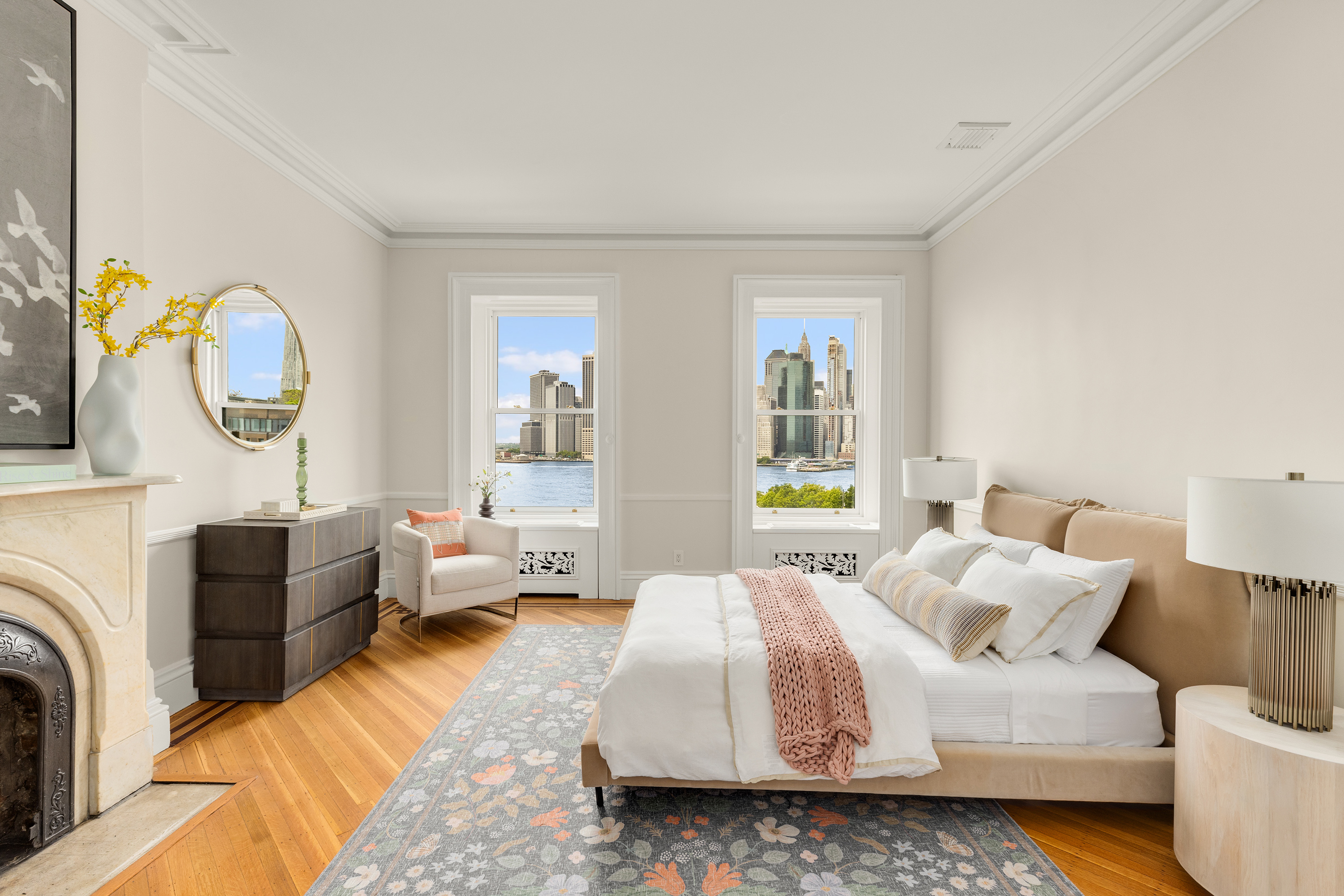 75 Columbia Heights Brooklyn, NY 11201 - Photo 20 of 28 a spacious bedroom with a bed couch and a window