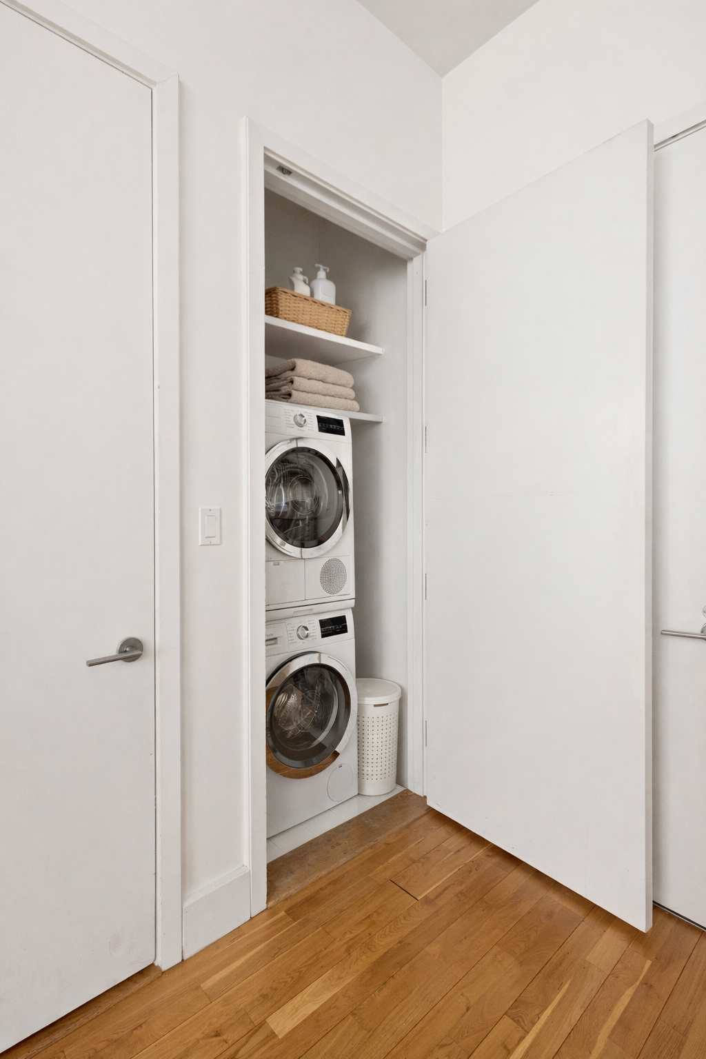360 Furman Street, Unit 702 Brooklyn, NY 11201 - Photo 10 of 28 a view of a bedroom with washer and dryer