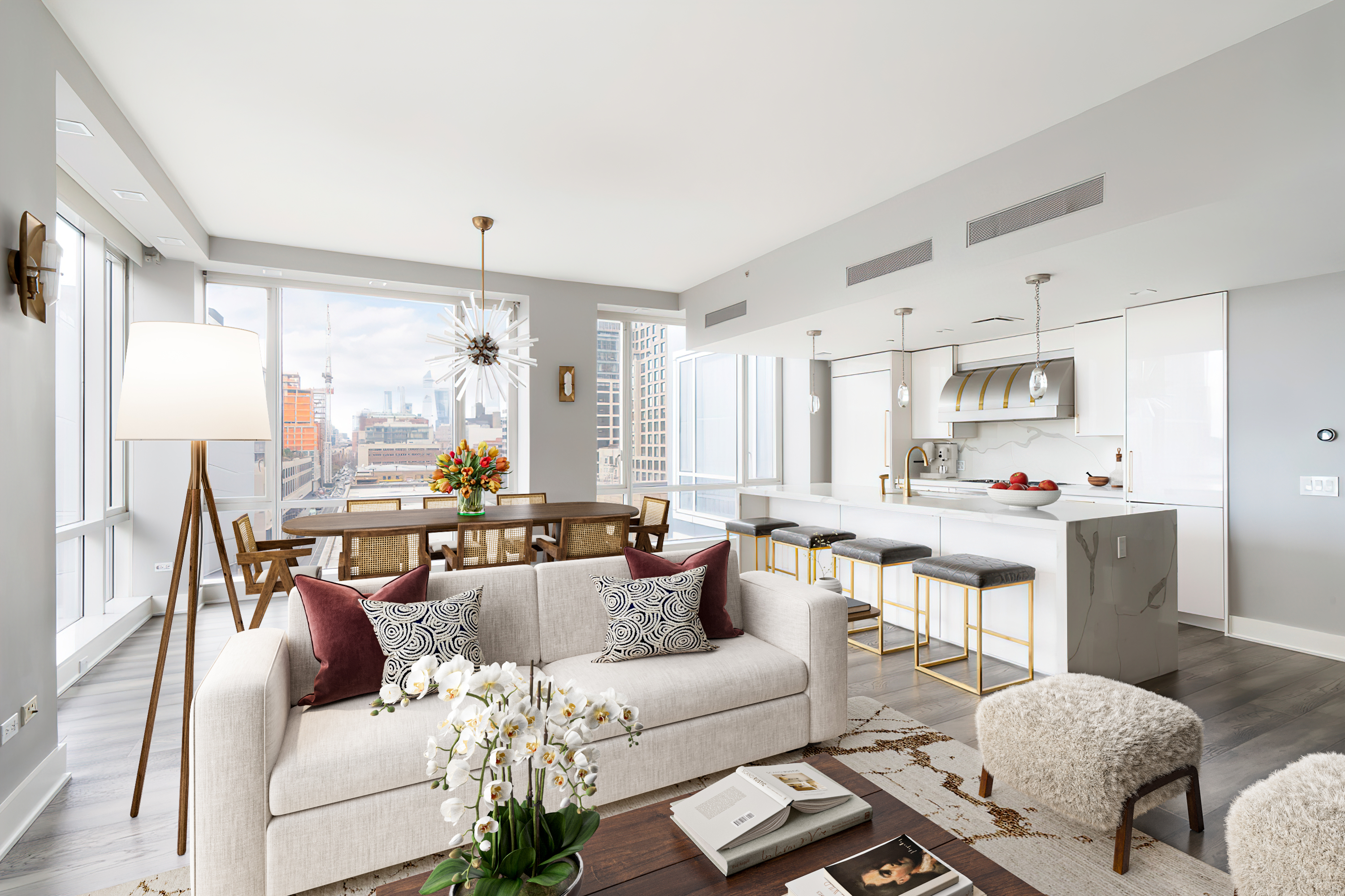 330 Spring Street, Unit 8B Manhattan, NY 10013 - Photo 2 of 14 a living room with furniture and a large window