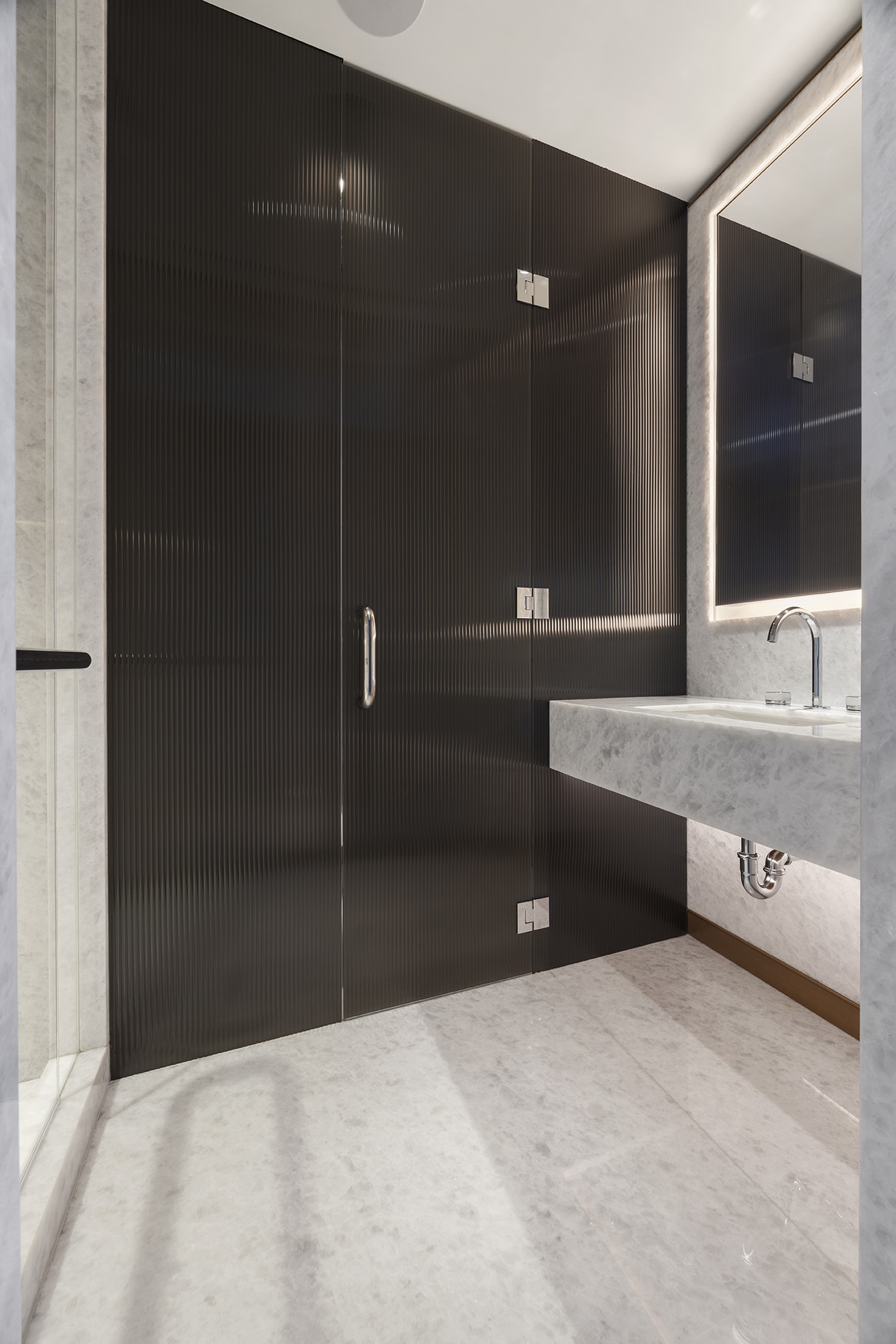 551 West 21st Street, Unit PH Manhattan, NY 10011 - Photo 41 of 51 a bathroom with a double vanity sink and mirror