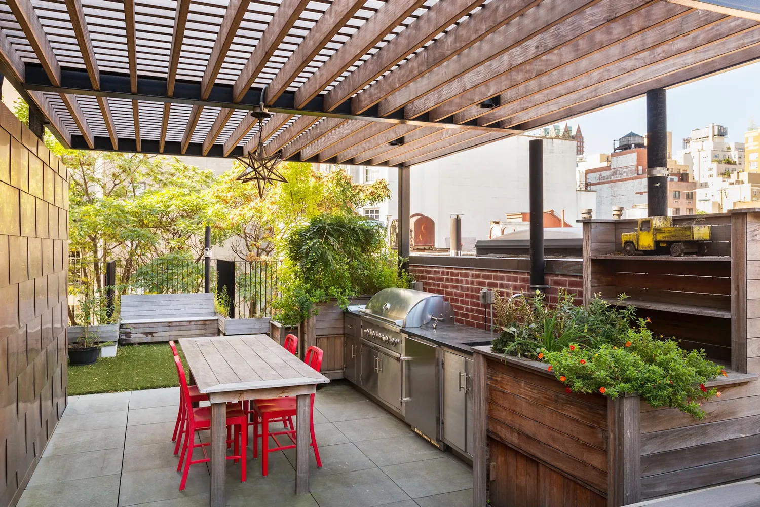 a bedroom with furniture and a fireplace