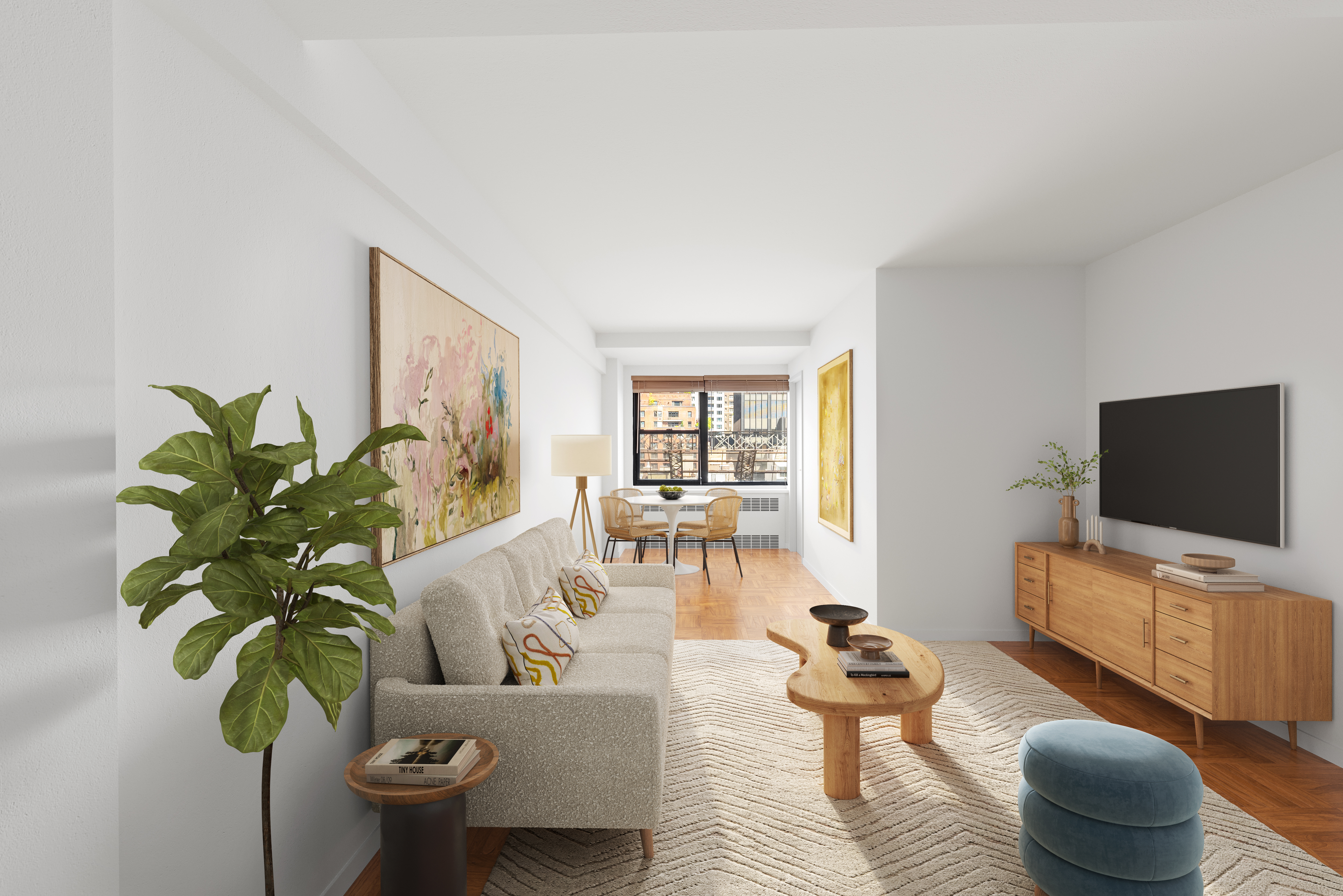 a living room with furniture and a flat screen tv