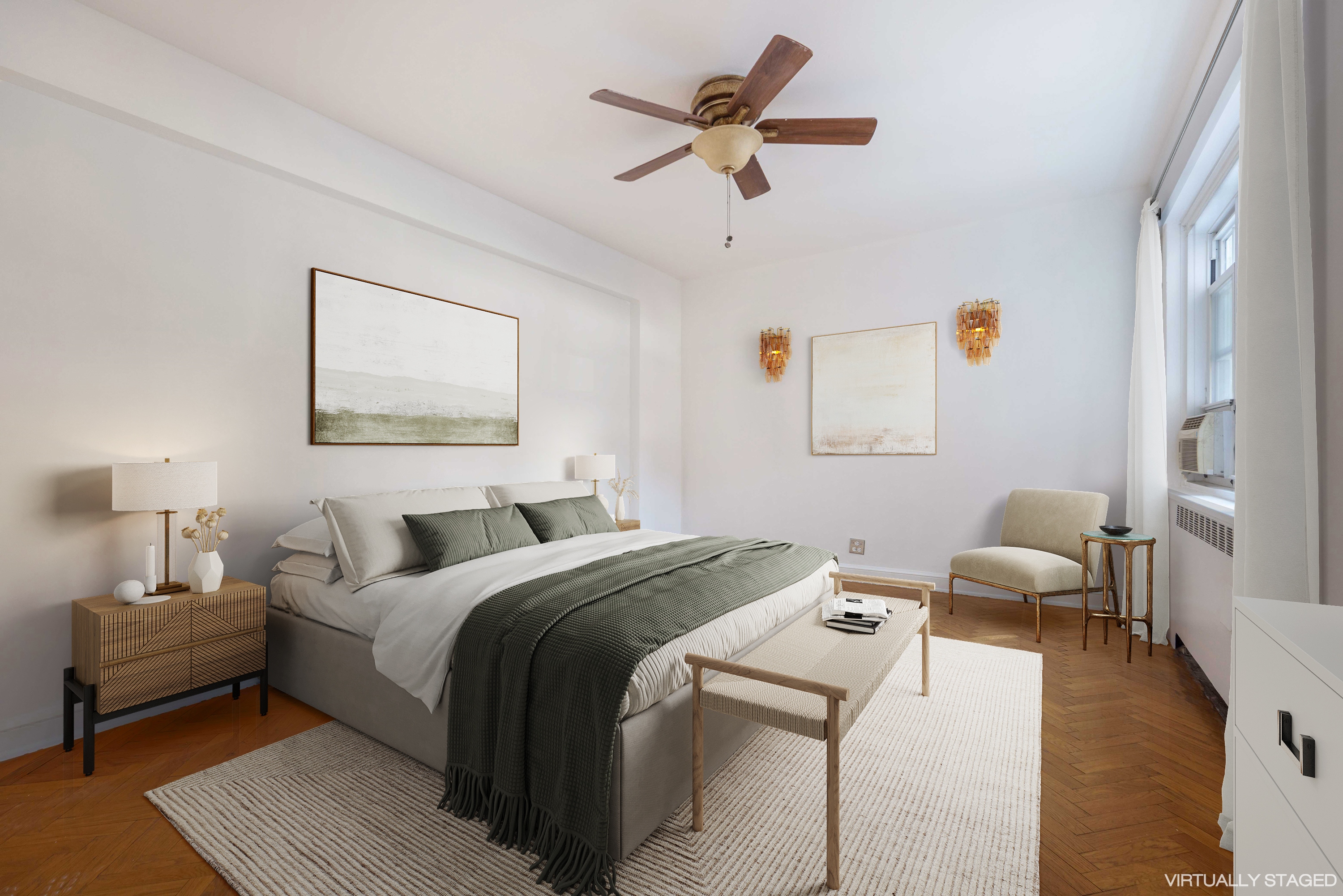 200 Cabrini Boulevard, Unit 17 Manhattan, NY 10033 - Photo 8 of 24 a bedroom with a bed and wooden floor