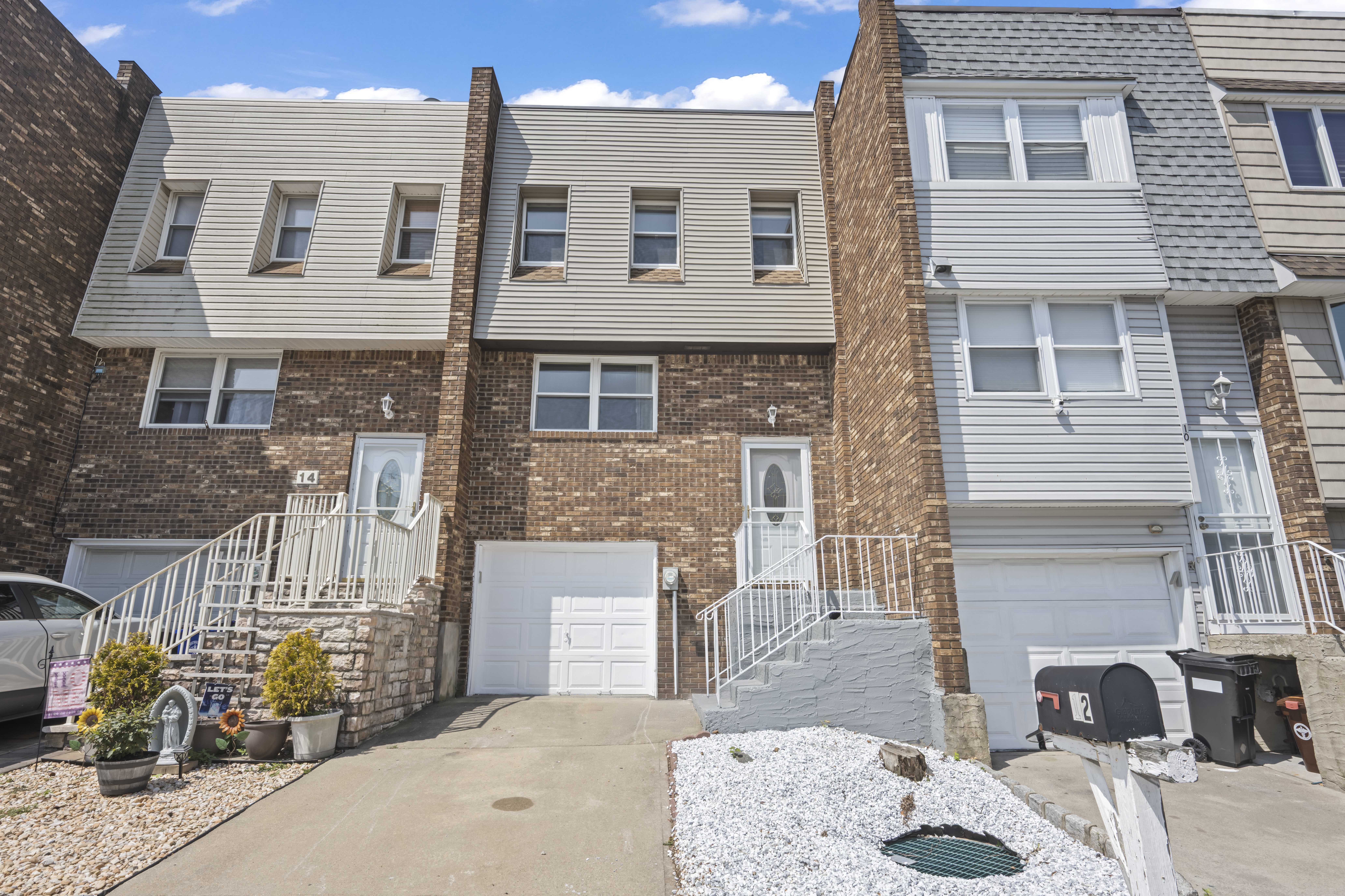 a front view of a house with patio