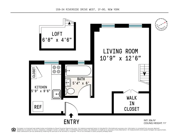 $2,100 | 159-34 Riverside Drive West, Unit 1F90 | Washington Heights