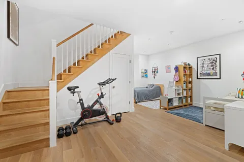 a view of a room with gym equipment