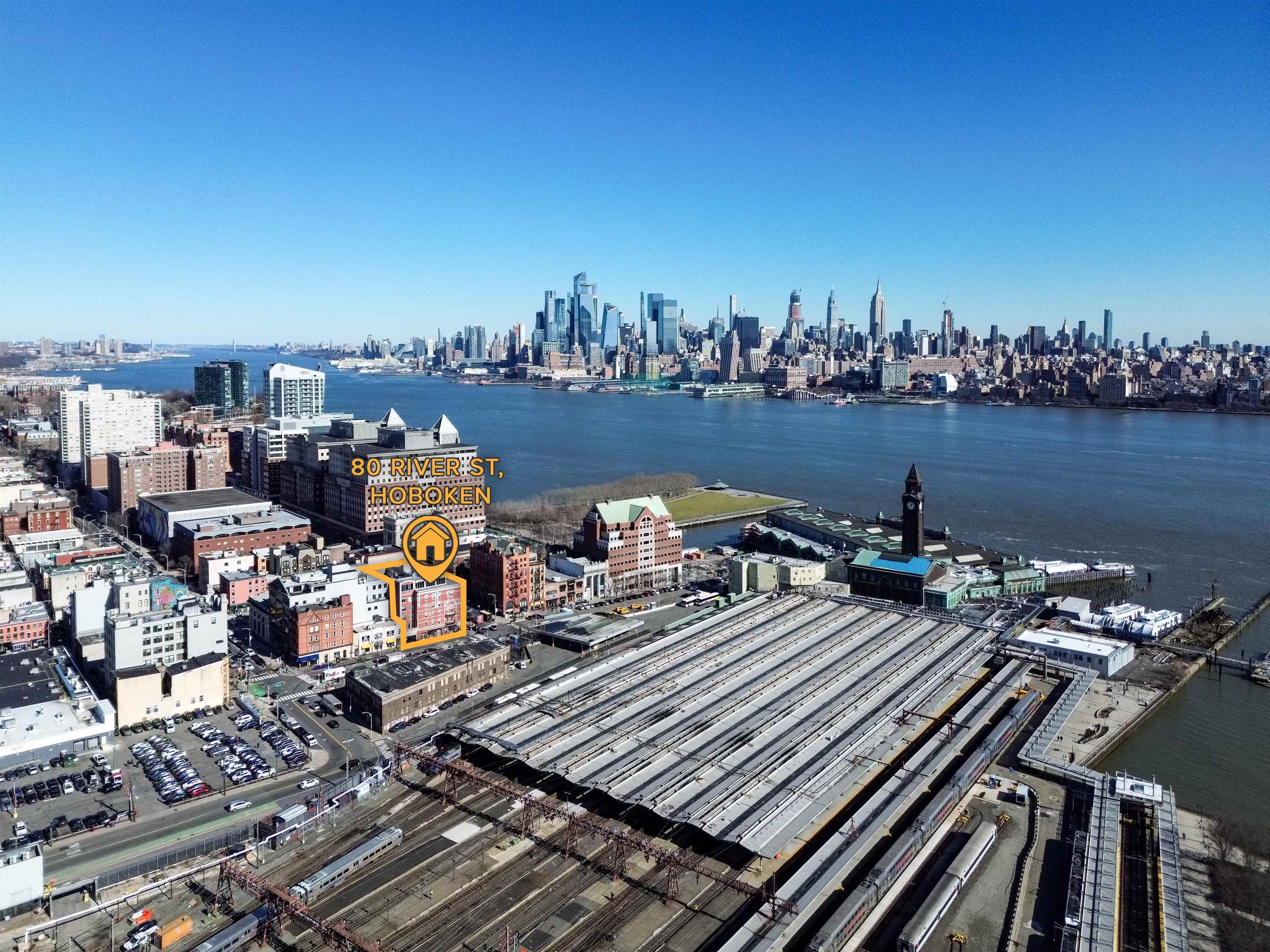 80 River Street, Unit PHNORTH Hoboken, NJ 07030 - Photo 24 of 24 an aerial view of a roof deck with patio